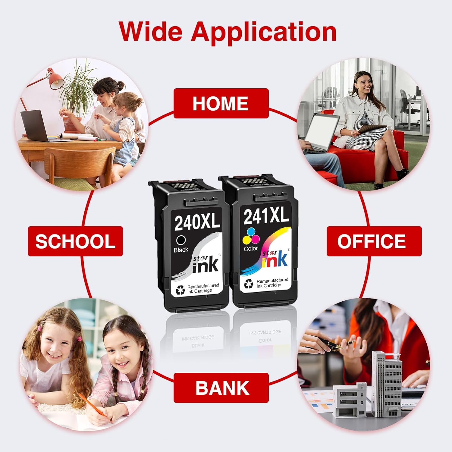 Starink PG-240XL CL-241XL Ink Cartridge High Yield Replacement for Canon 240XL 241XL Combo Pack Work with PIXMA MG3620 MG3520 MG3220 MG2120 MX472 MX452 MX532 TS5120 Printers (1 Black, 1 Tri-Color)