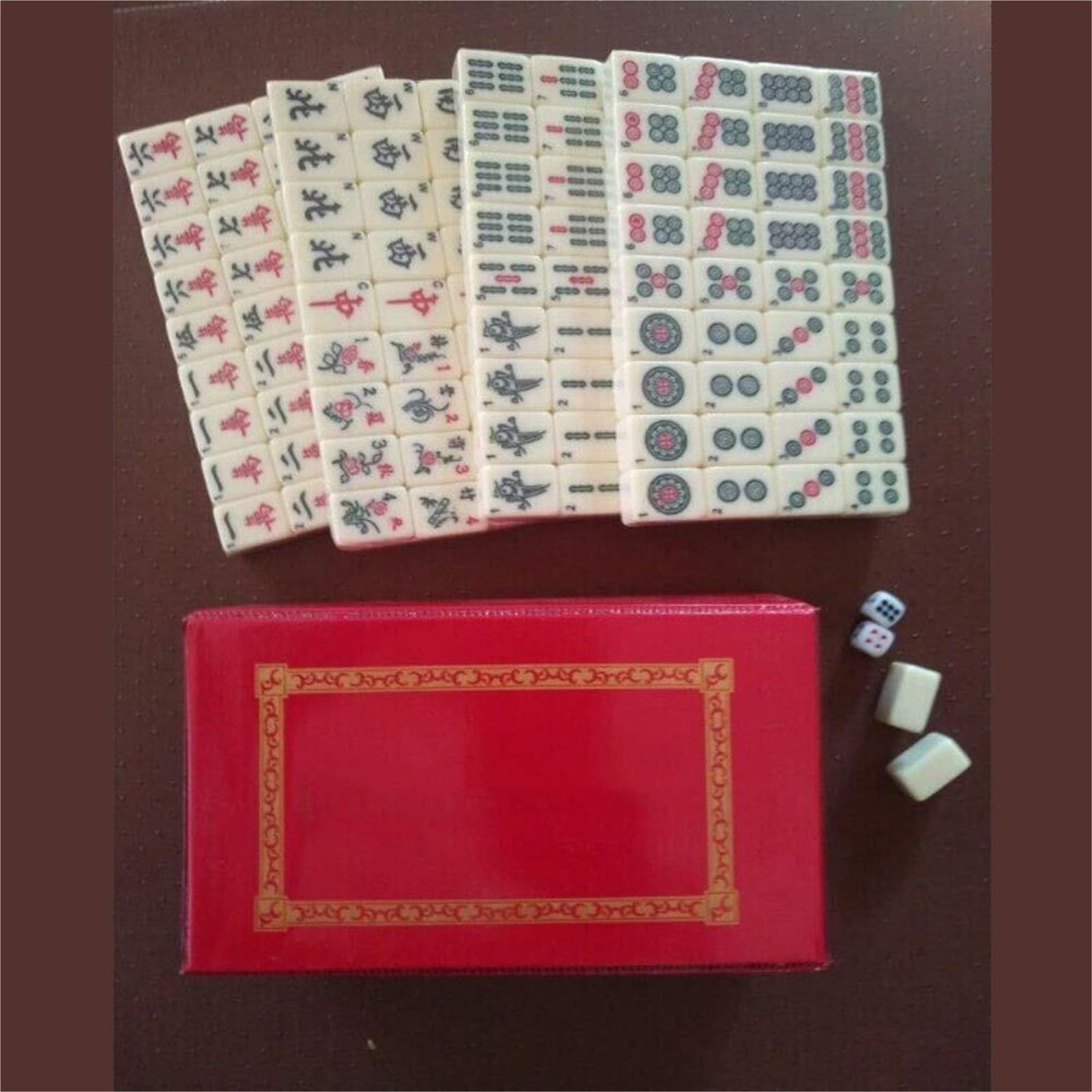 Chinesisches Mahjong 144 Spielsteine, Mahjong-Set, Partyspiel, Traditionelles Spiel Mit Box, for 4 Spieler Ab 8 Jahren Für Familie Reise Spiel
