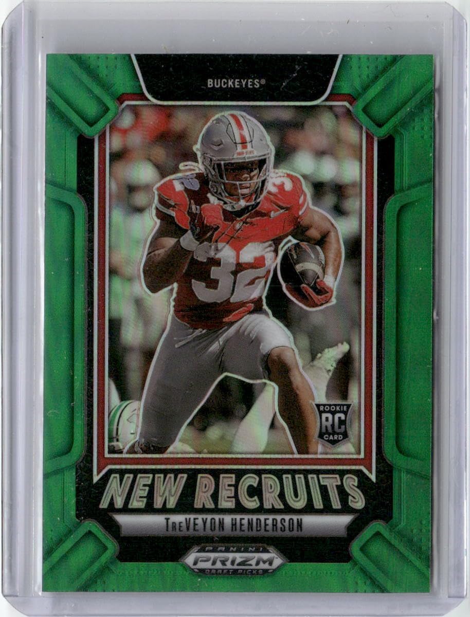 2025 Panini Prizm Draft Picks #1 TreVeyon Henderson New Recruits Green Rookie RC Football Card