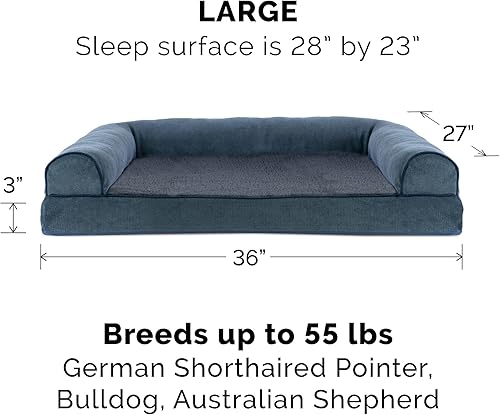 Miniatura 3 de Furhaven - Funda de repuesto para cama de perro, de sherpa y felpilla, estilo sofá, lavable a máquina, color azul Orión, tamaño L