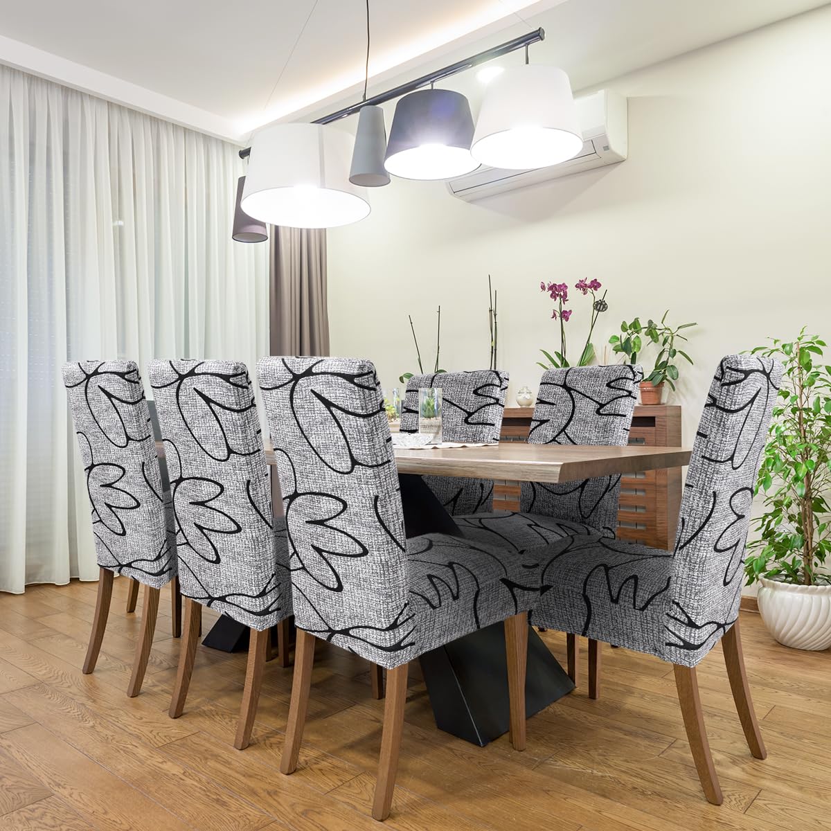 Zindoo Stuhlhussen 4er Set Groß Stretch Stuhlbezug, Graffiti Modernes Muster Abnehmbarer Waschbar Stuhl Hussen für Schlafzimmer, Wohnzimmer, Esszimmerstühle