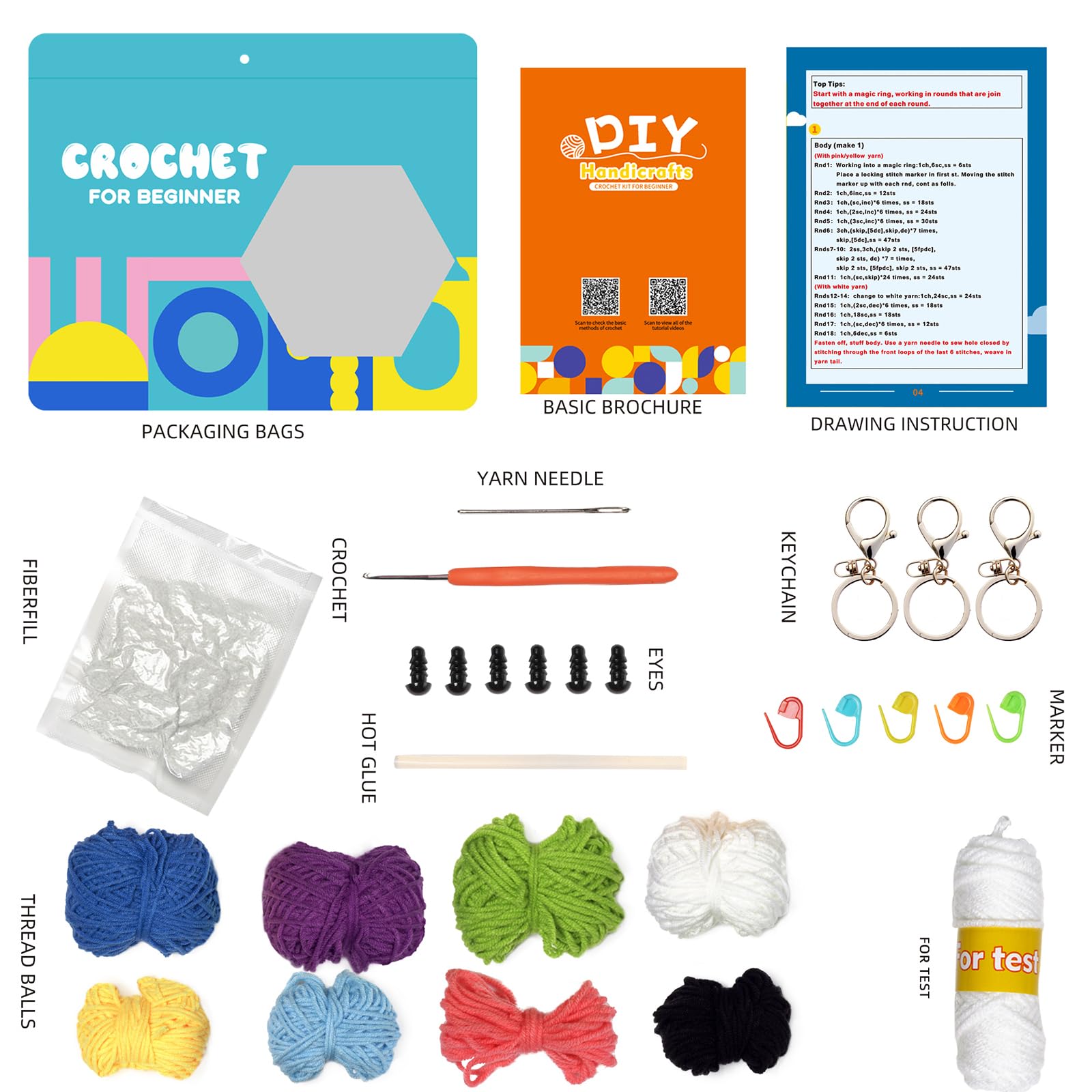 ysister Haakset voor beginners 6 delig haakgaren set Haak starterset voor bloem DIY haak brei set met stap voor stap instructies en video tutorials, Flower