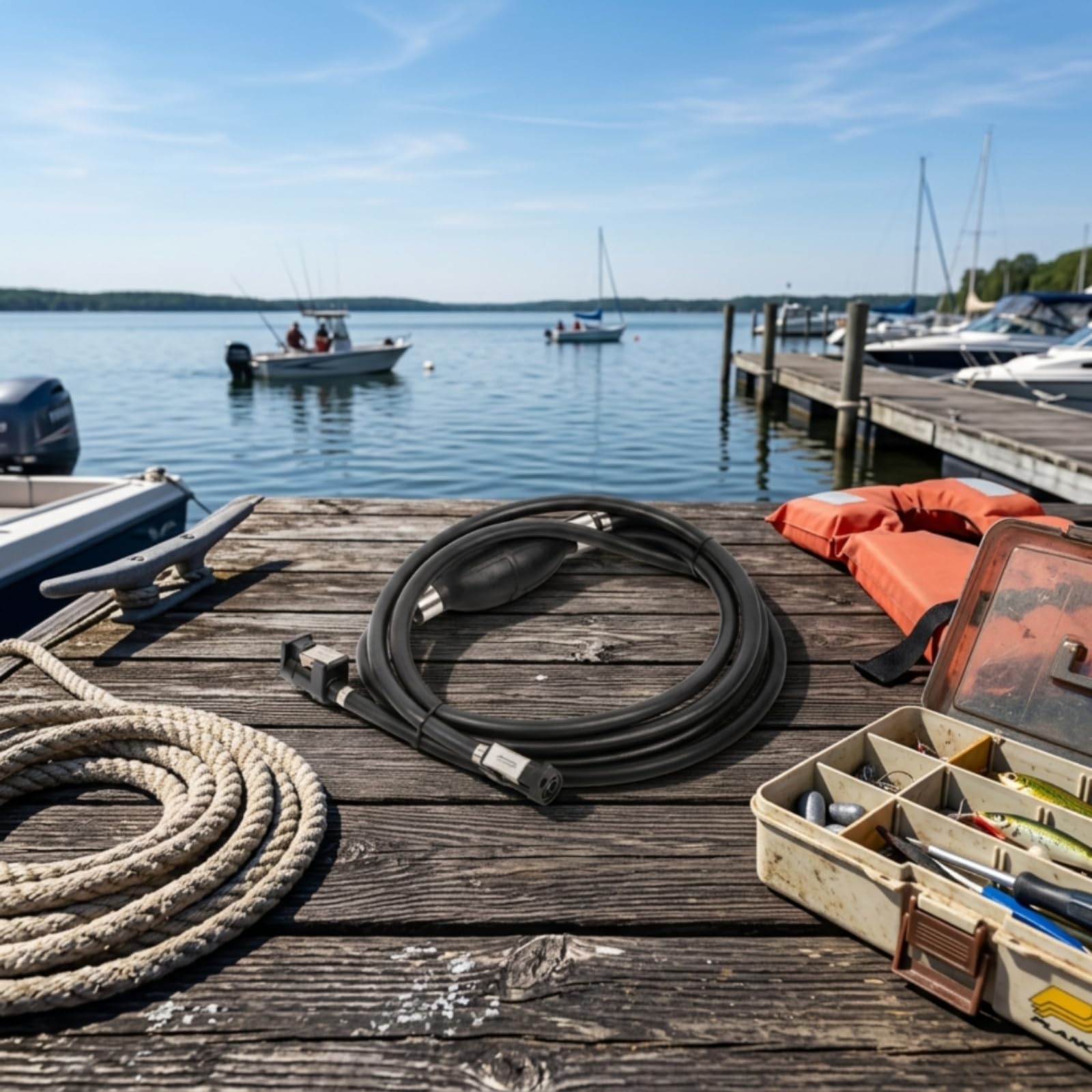 Contenitore Carburante Marino Linea Carburante Fuoribordo Primer Serbatoio Benzina Accessorio Nautico in Gomma E Plastica con Connessioni