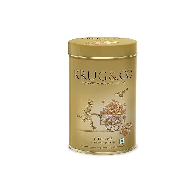 Krug & Co - Gourmet Ginger Popcorn - Tin (100gms)