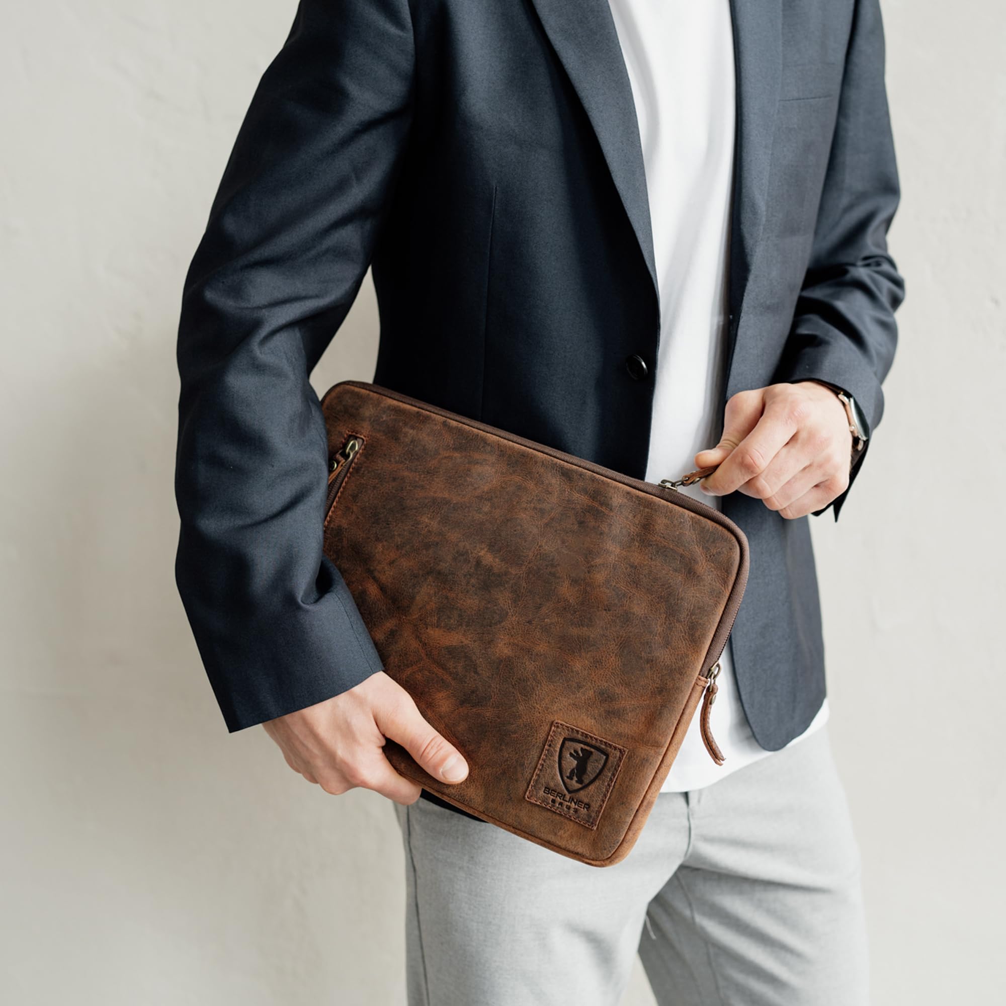 Berliner Bags Laptoptasche Leder Nico Vintage, Schutzhülle 13 Zoll - Braun