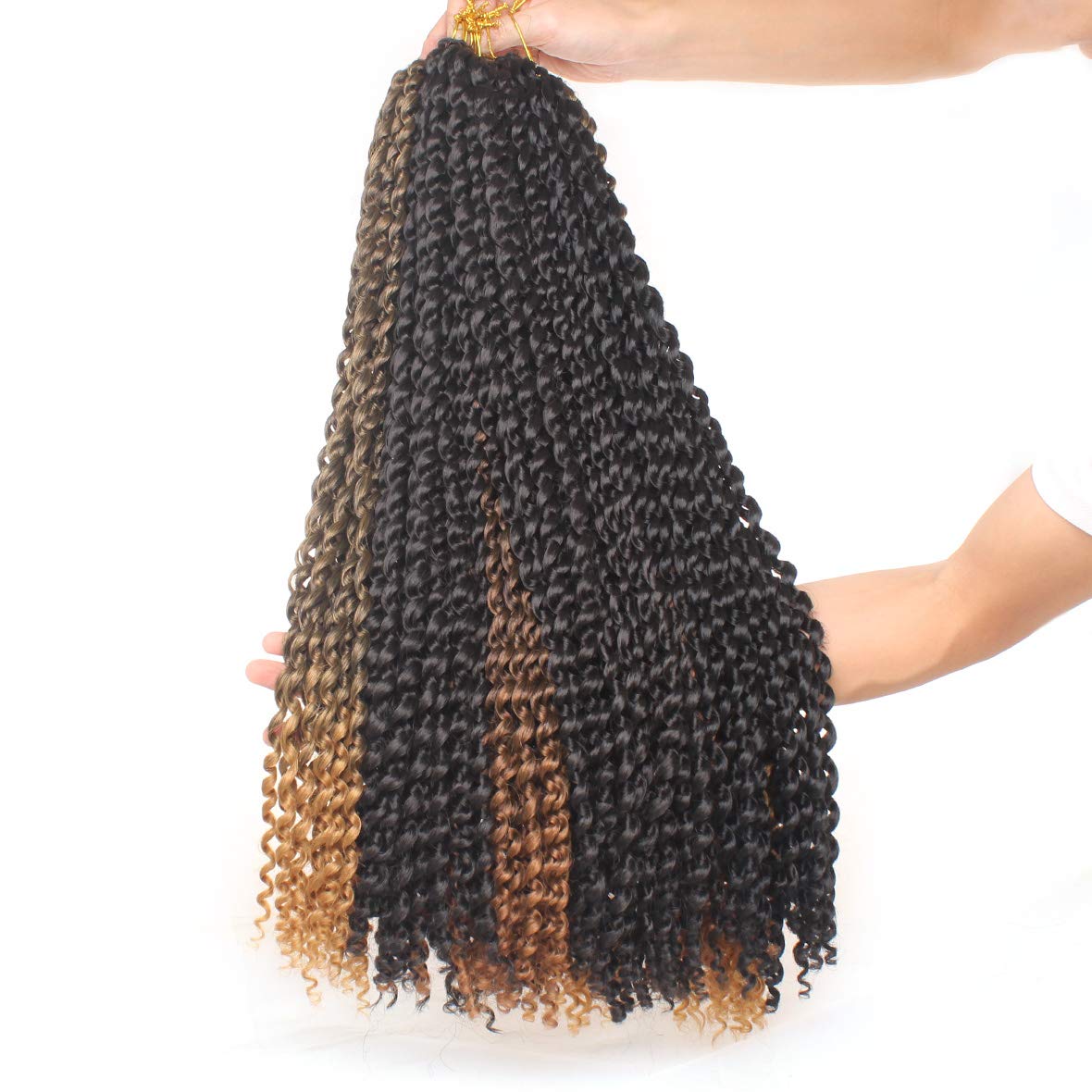 Xtrend 24 pouces Passion Twist Hair Ombre 7 Packs Water Wave Crochet Hair pour Long Passion Twist Crochet Hair Long Bohème Tressage Extensions de cheveux 18 brins/pack T30#