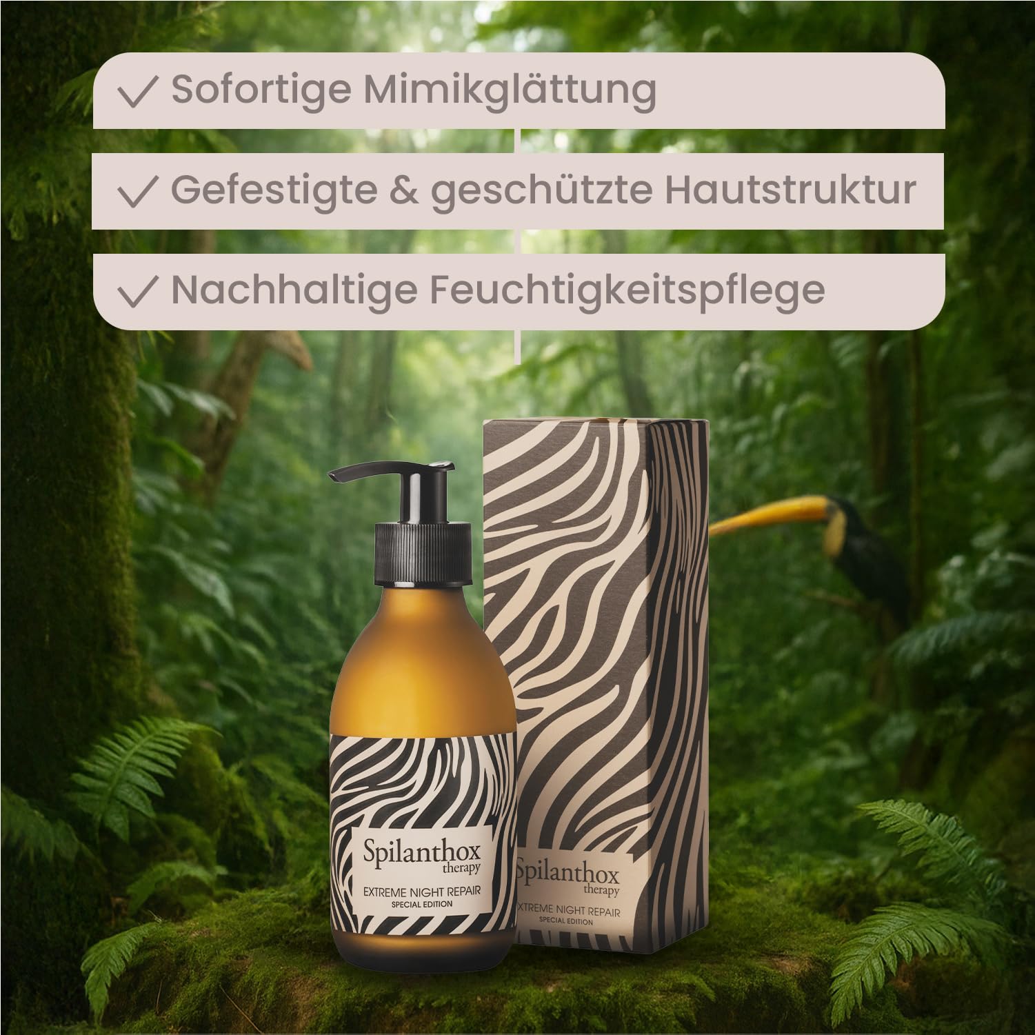 Spilanthox therapy - Extreme Night Repair Special Edition Zebra 200 ml - Crema facial para reducir las arrugas - Cuidado facial antiedad - Spilantol, ácido hialurónico y zinc - Cosmética natural
