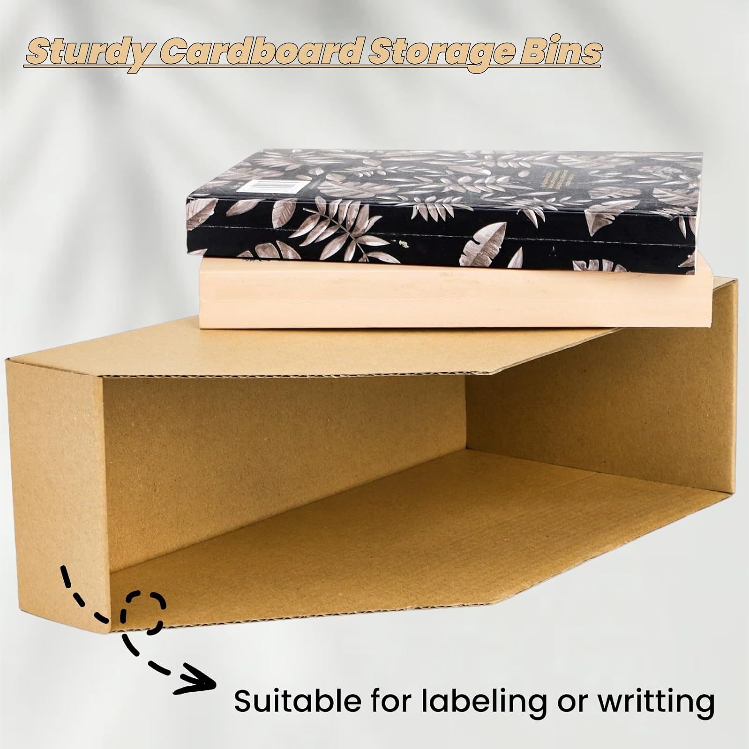 Tlence 40 Pack Cardboard Storage Bins, 12x6x4 Inch Open Top Bin Box, Corrugated Pantry Boxes, Warehouse Sorting Organizer for Parts Snacks, Ideal for Shelves, Garage, Office, Shop, Easy Assembly