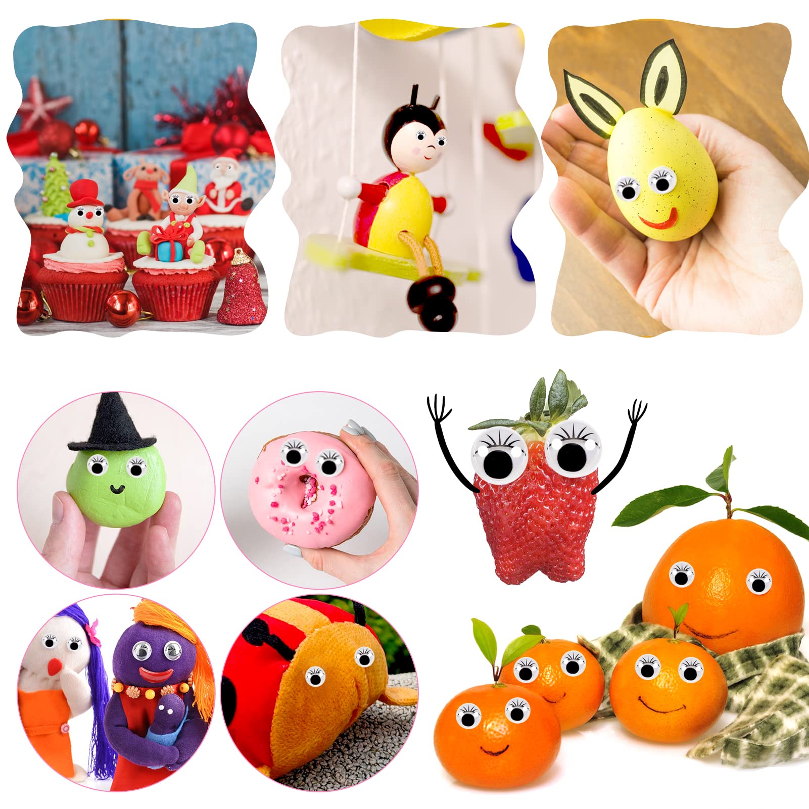 TOAOB 1250pcs Yeux Mobiles Autocollants Adhésifs En Plastique