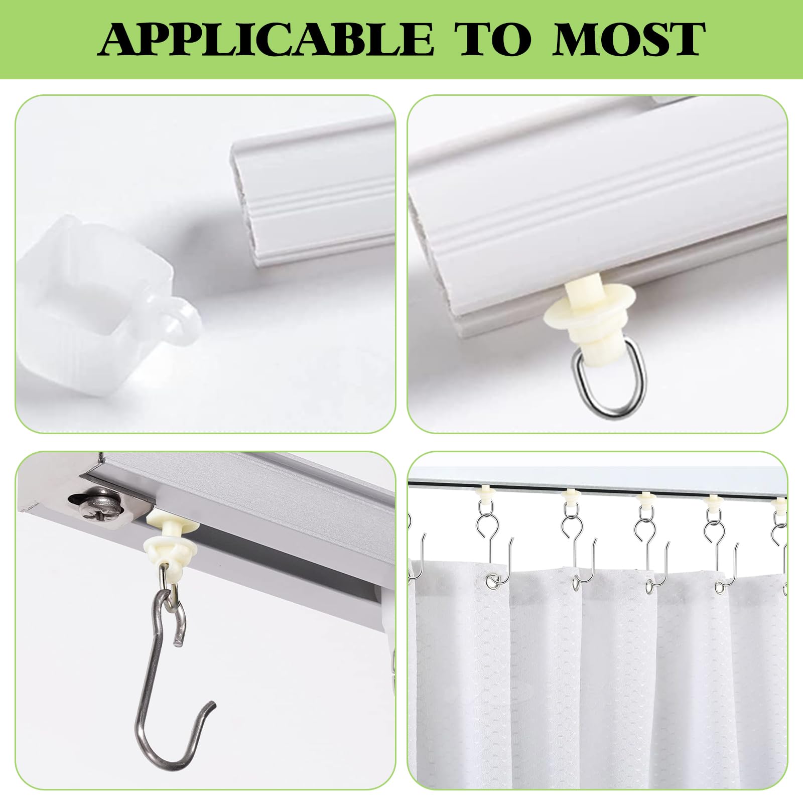 Dncvb Lot De 100 Roulettes De Rideau Pour Rail - 50 Crochets