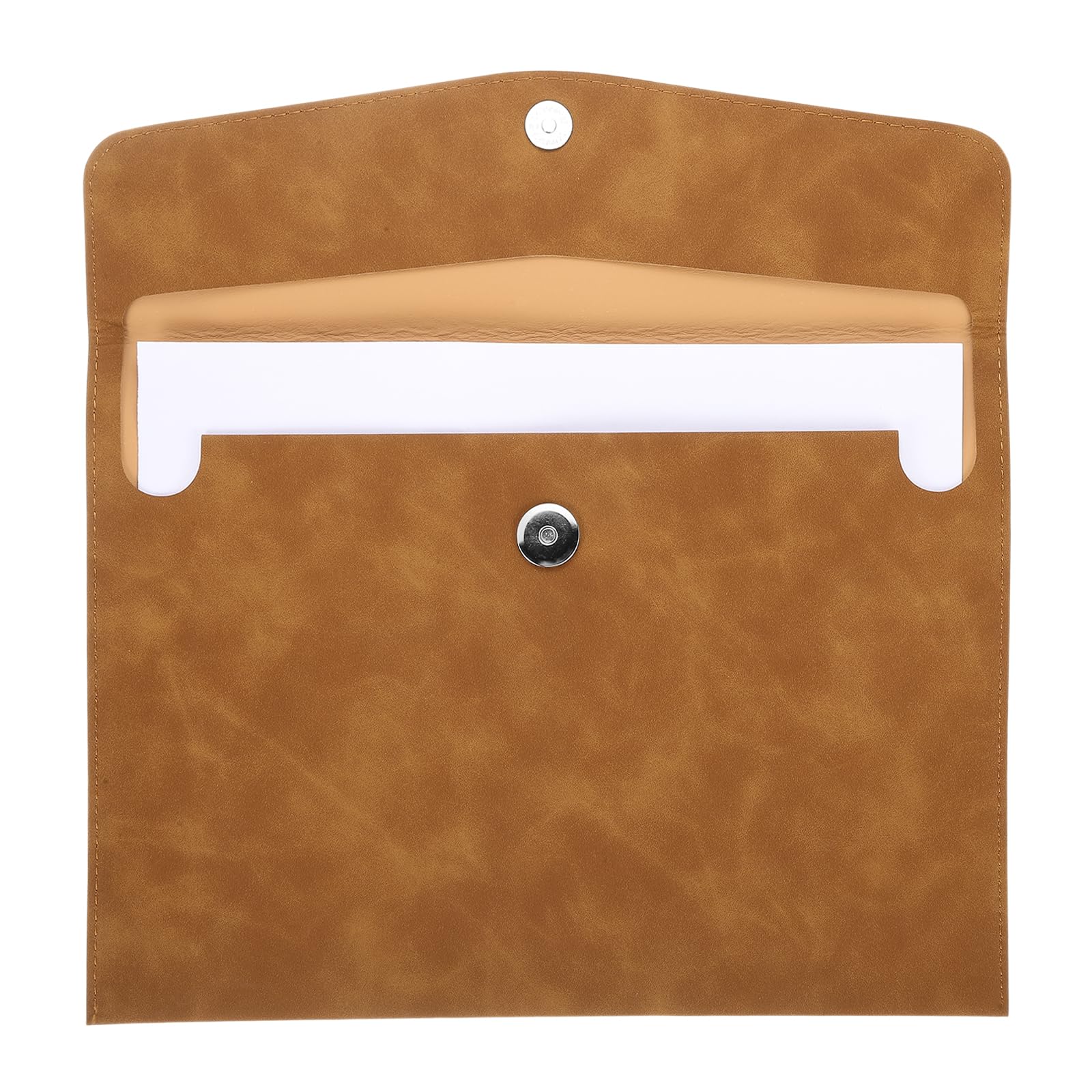 PATIKIL PU Leather File Folders, 7.9x10.6 A4 Document Holder Waterproof Envelope Folder with Snap Closure, Portable Portfolio Organizer Case for Paper Receipt, Brown
