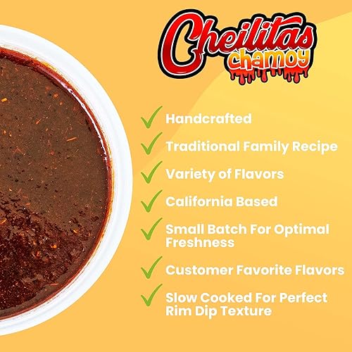 Miniatura 6 de Cheilitas Chamoy Salsa de caramelo mexicano natural para bordes  Hecho a mano para bebidas cócteles micheladas cerveza y más mango