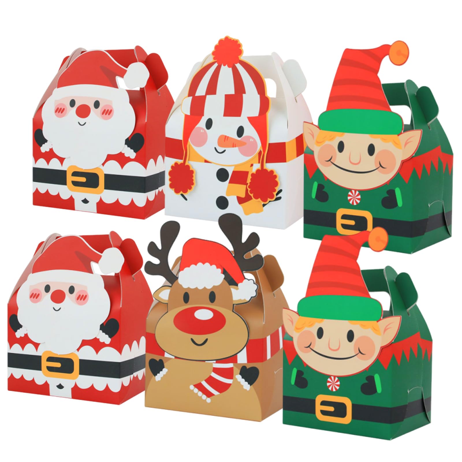 4 Pack Christmas Eve Boxes,Small Christmas Empty Gift Bags,Recyclable Sweet Bags for Candy Treat Presents Cupcake Cookie,Santa Claus for Decoration