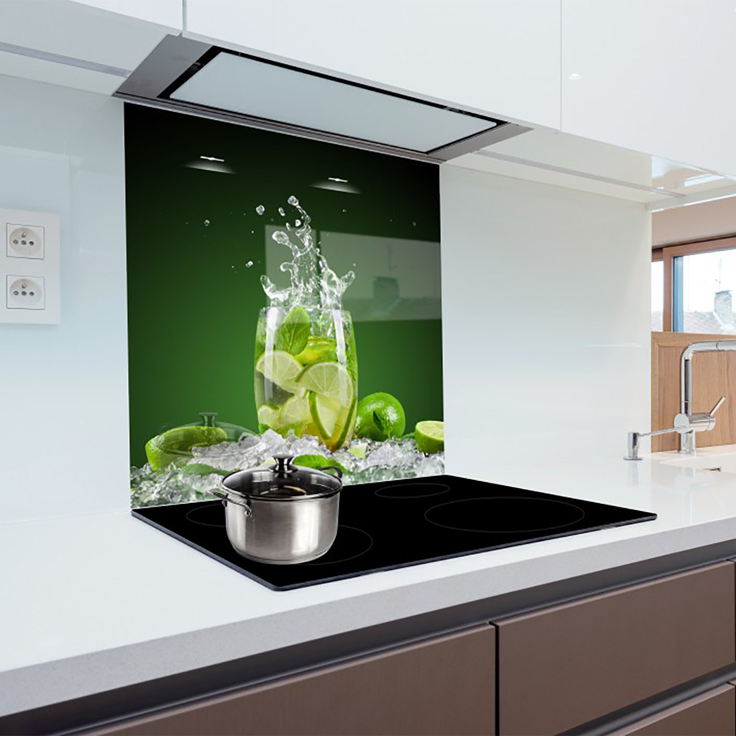 Crédence Cuisine En Verre Trempé 70x100 Cm - Dessin Abstract Rouge Et Jaune - Résistante à La Chaleur, Facile à Nettoyer - Protection Contre Les éclaboussures