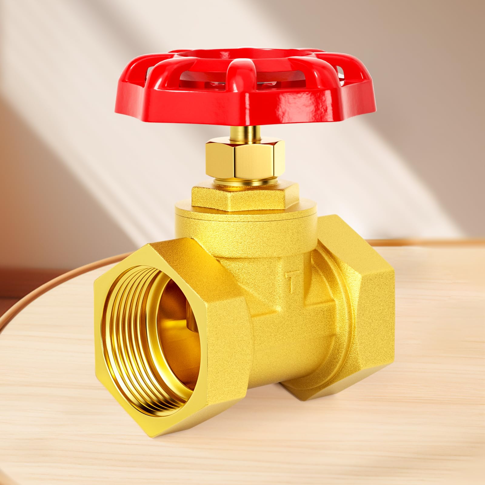 Vanne à soupape industrielle en laiton robuste 1-1/2" BSP avec poignée à volant pour l'eau, le pétrole et le gaz