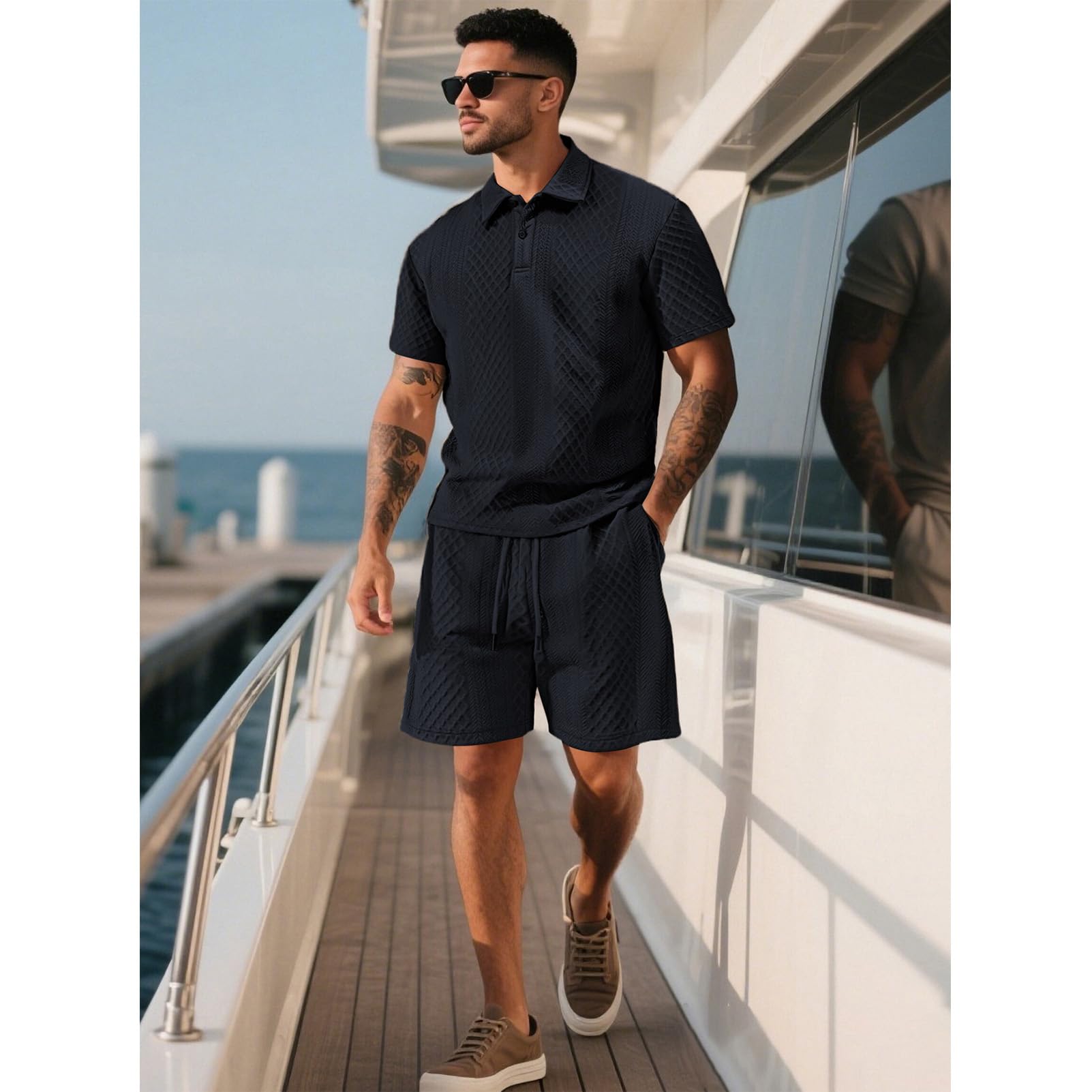amropi Uomo Tute da Jacquard Pullover Felpa con Cappuccio e Jogging Pantaloni Sportiva Set