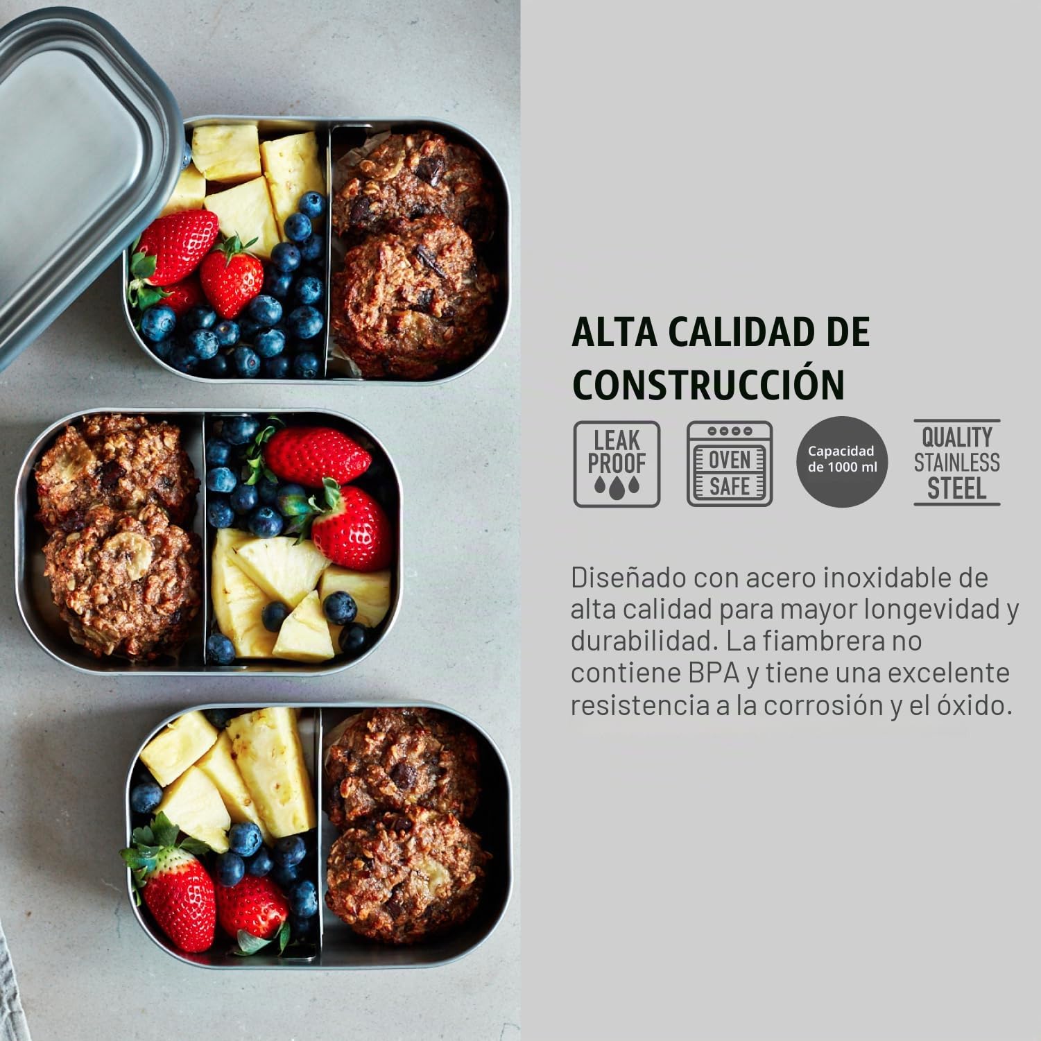 Black+Blum 895611 - Fiambrera de acero inoxidable con capacidad de 1000 ml, océano, 1000 ml