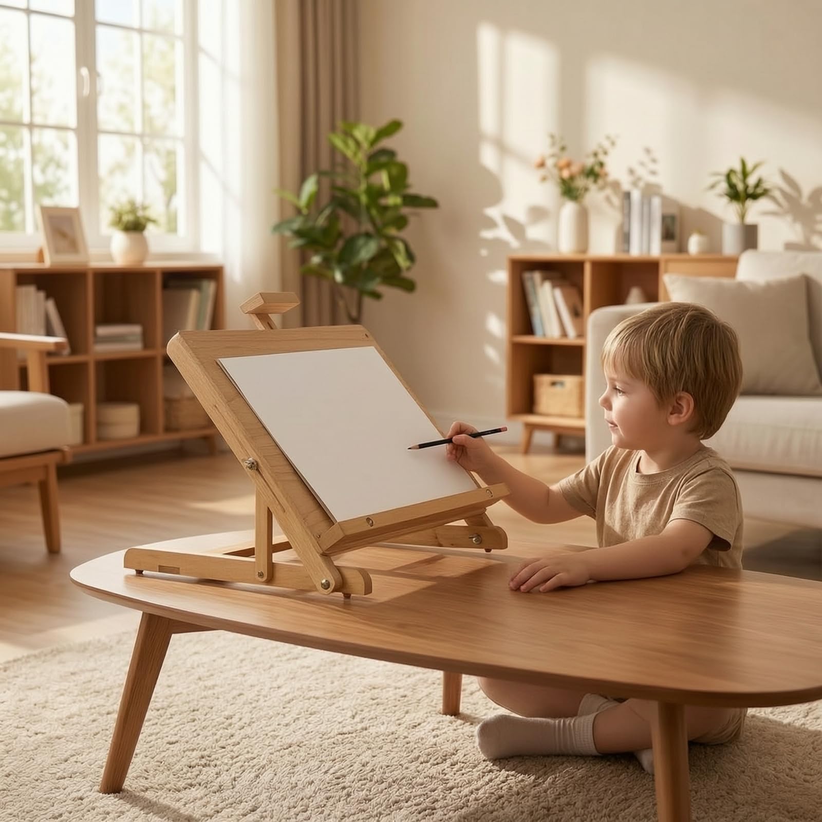 Tischstaffelei mit Zeichenbrett platzsparend Tischstaffelei ergonomisch Holzstaffelei für Künstler, Schreibtisch, Atelier