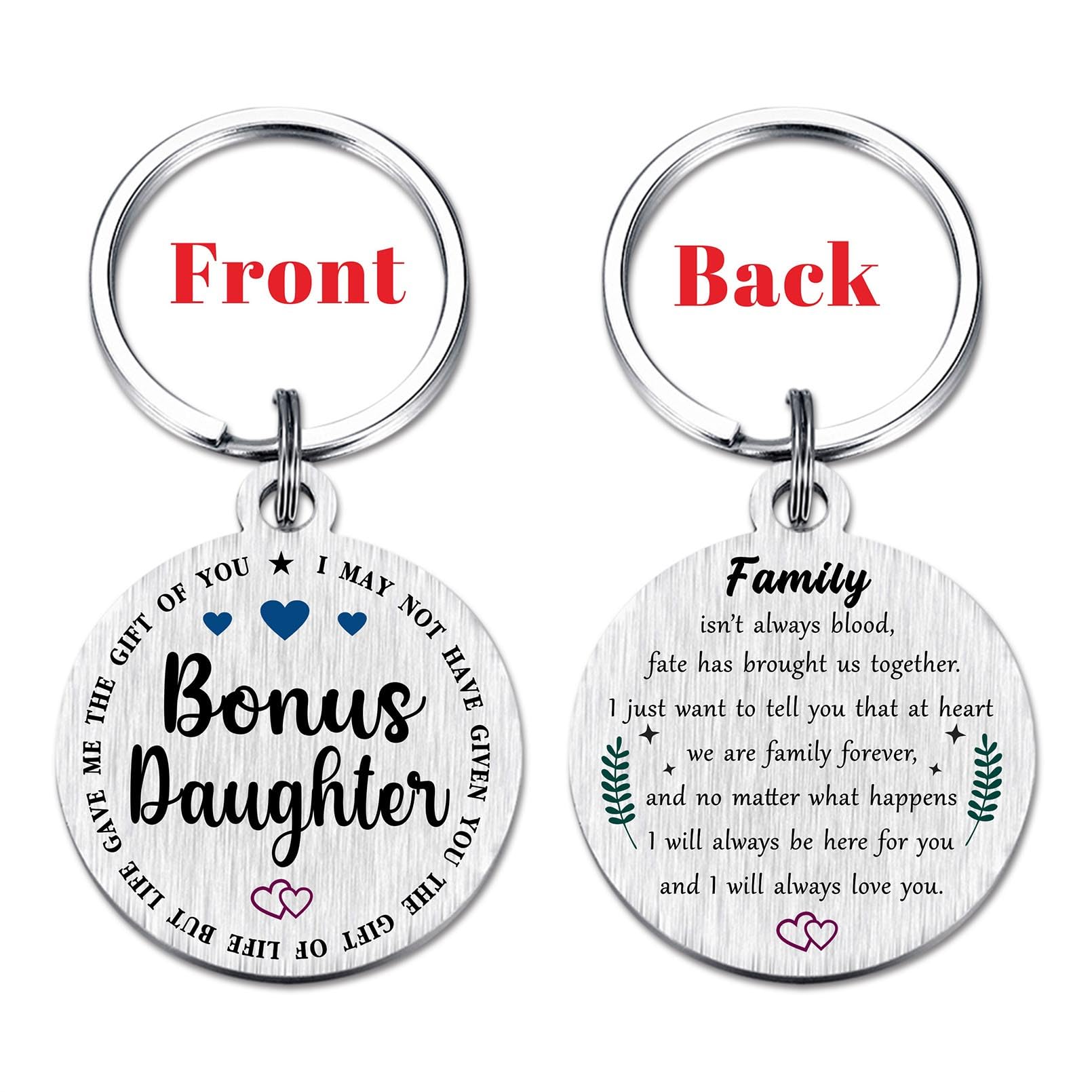 Viayen Gifts for Bonus Daughter, Stepdaughter Unbiological Adopted Step Daughter Stepdaughter Birthday Keychain from Stepmom
