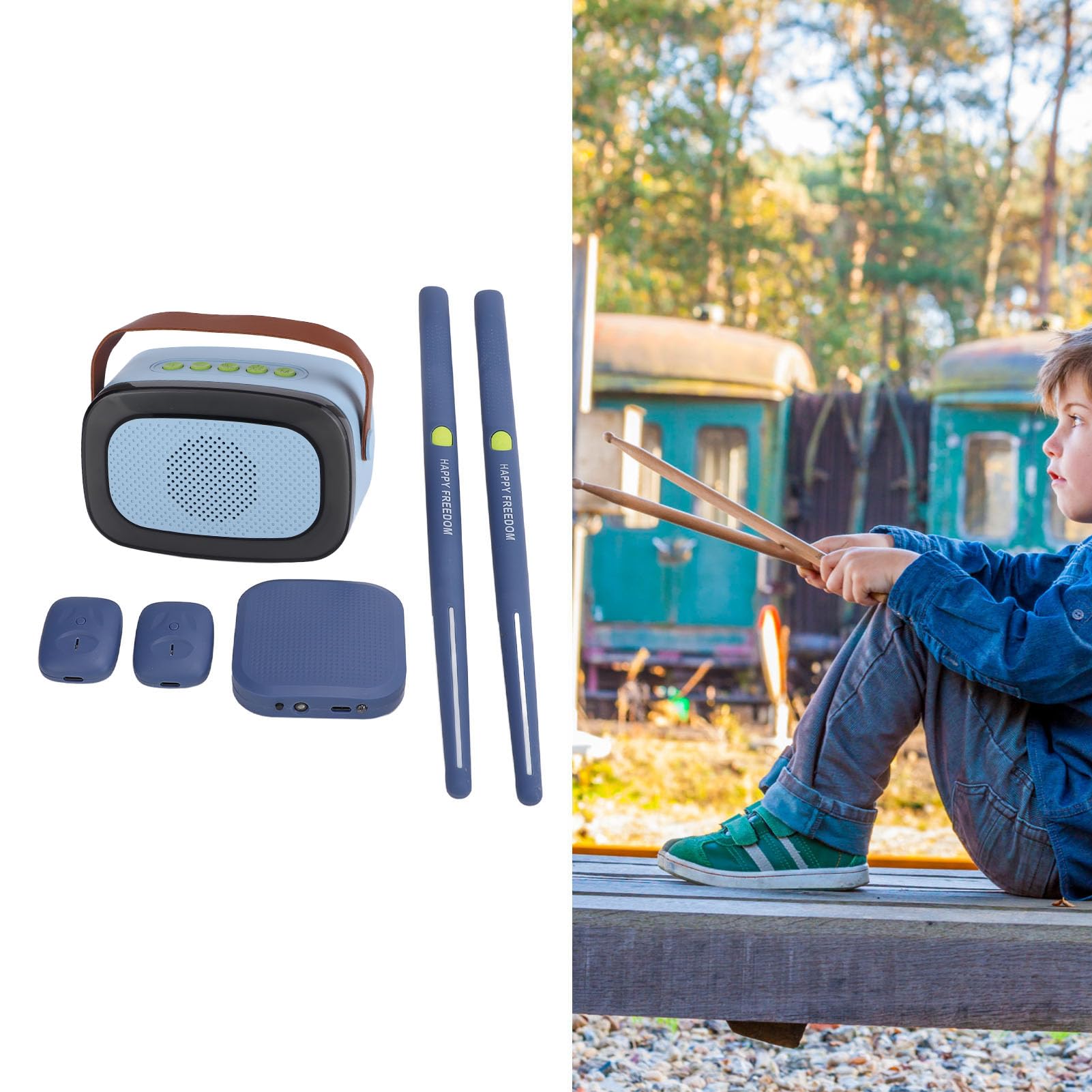 Set di Batteria Virtuale, Set di Batteria Elettronica Professionale Leggero e Portatile, Rilevamento del Movimento 3D Facile da Suonare per Giardino per Principianti (#3)