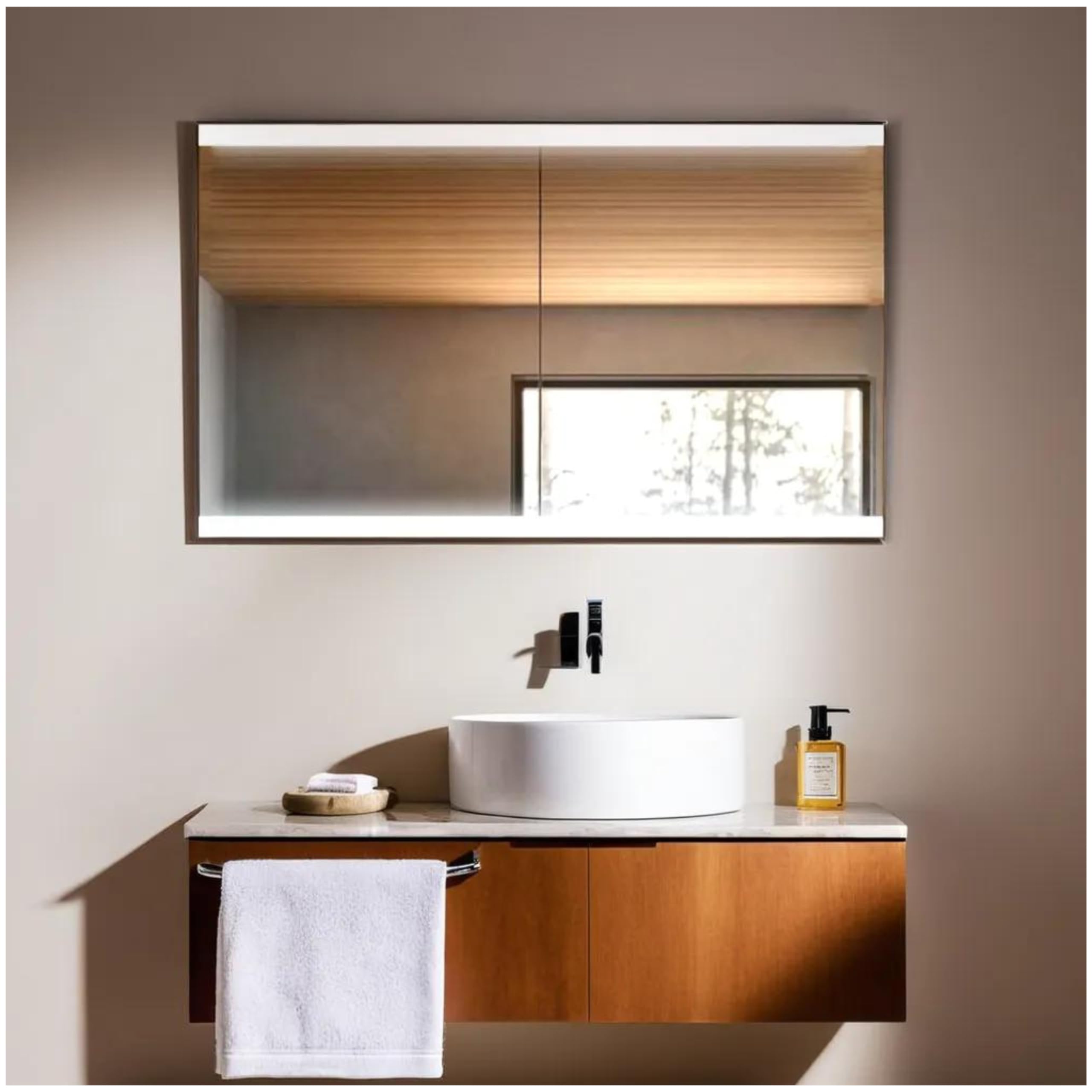 STYLE GLASS Espejos de Pared OPALE 100x60 cm, Espejo baño led Bluetooth, Touch, Anti Niebla, Espejo Baño con Luz LED y Espejo de Aumento Personalizable Made in Italy,