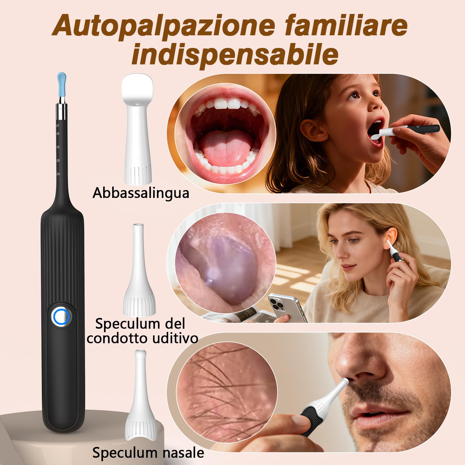 Pulizia Orecchie, 1080 HD Flessibile Otoscopio con Pinzetta, Lente Impermeabile IP67 Pulisci Orecchie, Otoscopio per Esami Di orecchie/Naso/Gola, Pulitore Orecchie Adatto ad Adulti e Bambini