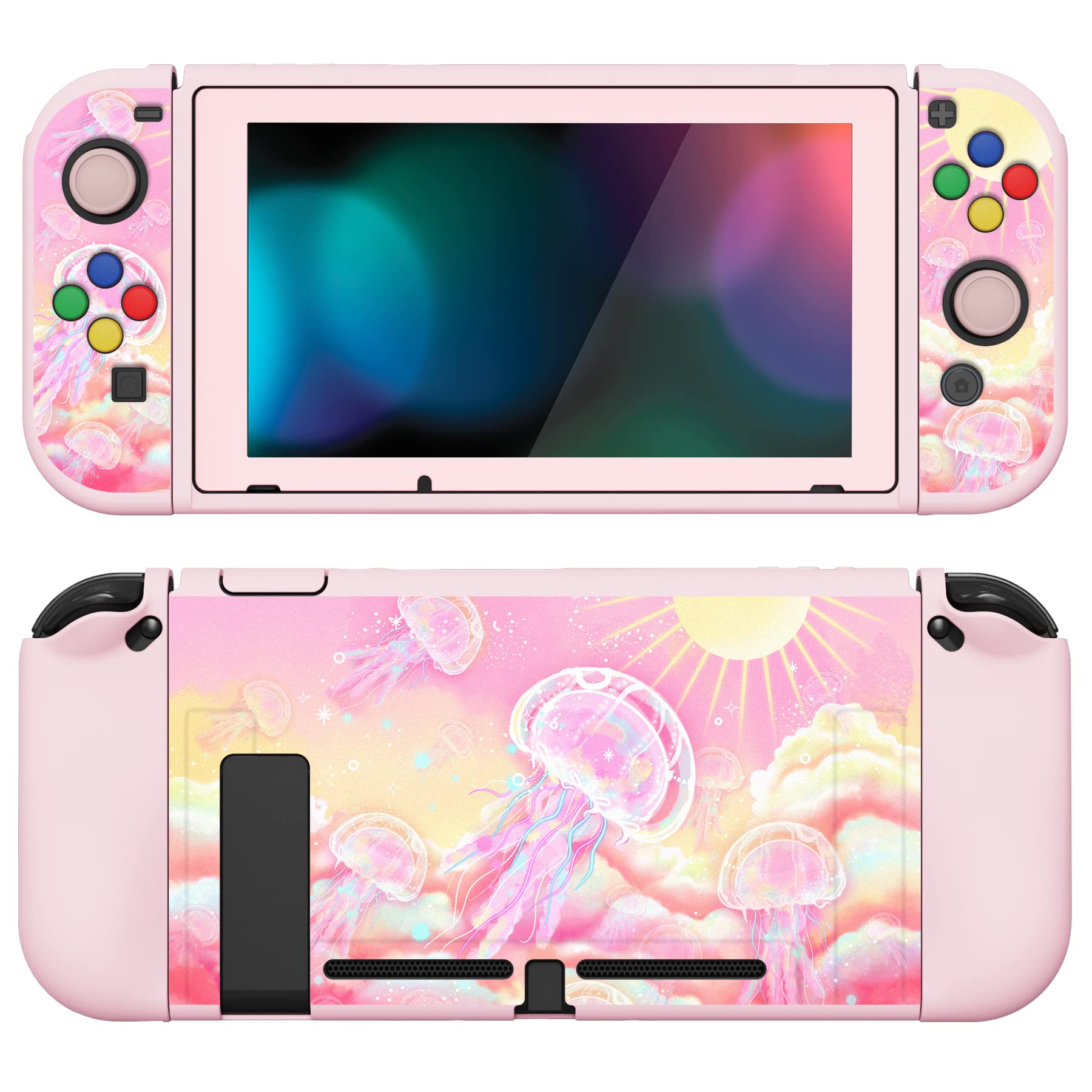 PlayVital ZealProtect Funda Protectora Suave para Nintendo Switch Accesorios Carcasa con Protector de Pantalla & Tapas de Agarre para el Pulgar & Pegatinas de ABXY Dirección Botón(Gatos en Piscina) — view 11