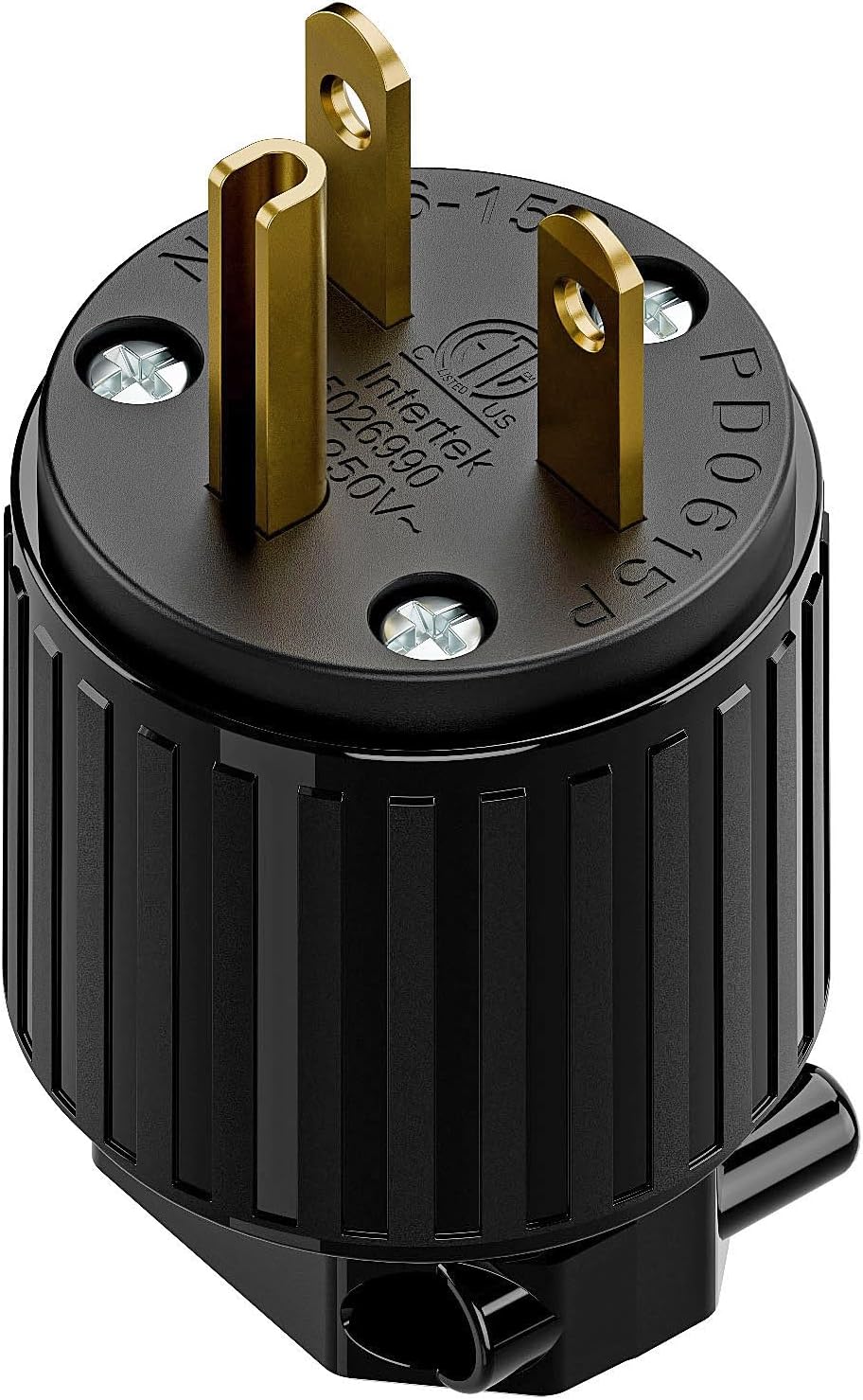 NEMA 6-15P Male Plug, ETL Listed 15AMP/250VOLT,15A Straight DIY Male, USA/Canada 3-Prong Connector, 15A/250V Plug Household AC Industrial Grade Plugs Full Black Color