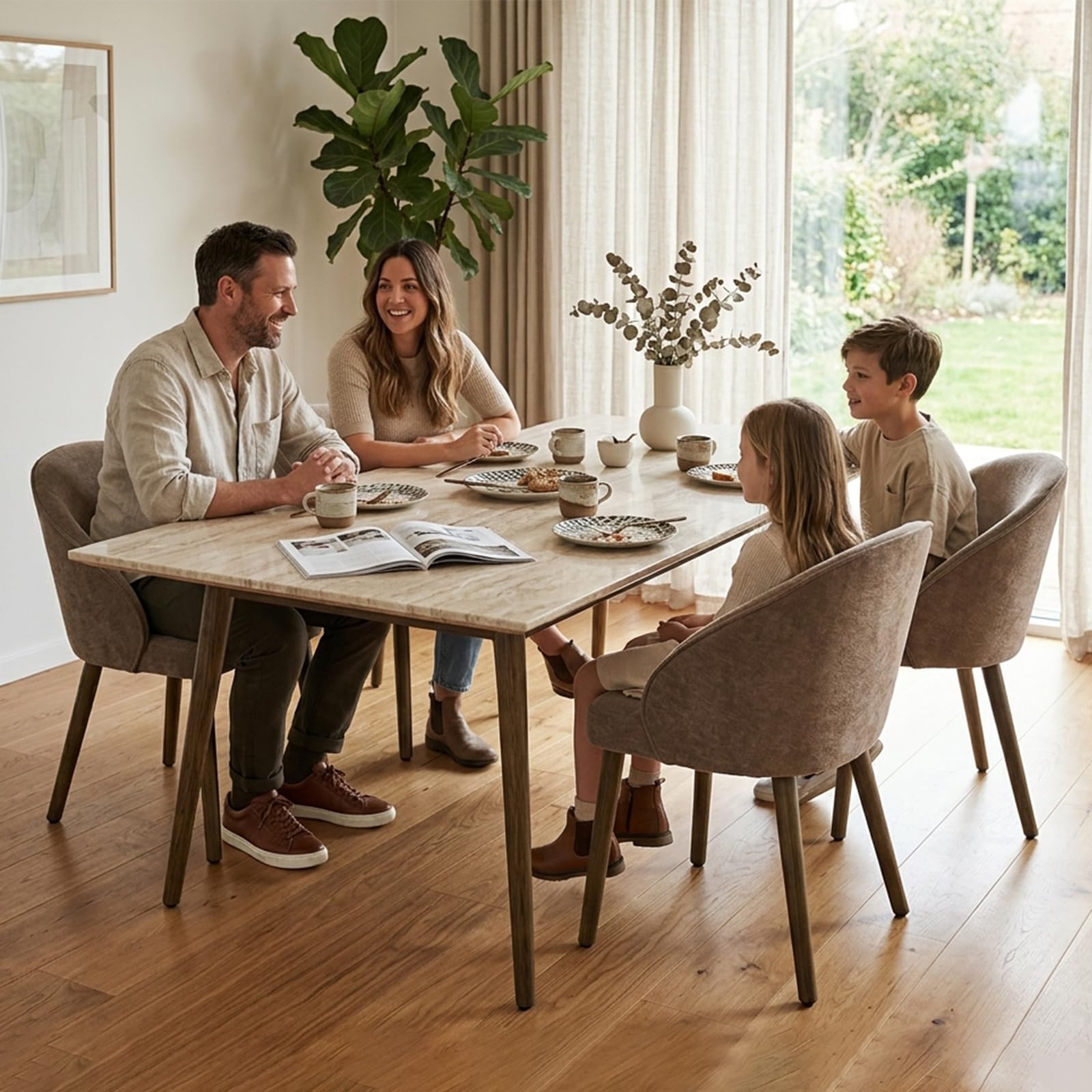 Set di 2 Sedie Sala da Pranzo Moderne per Cucina, Marrone