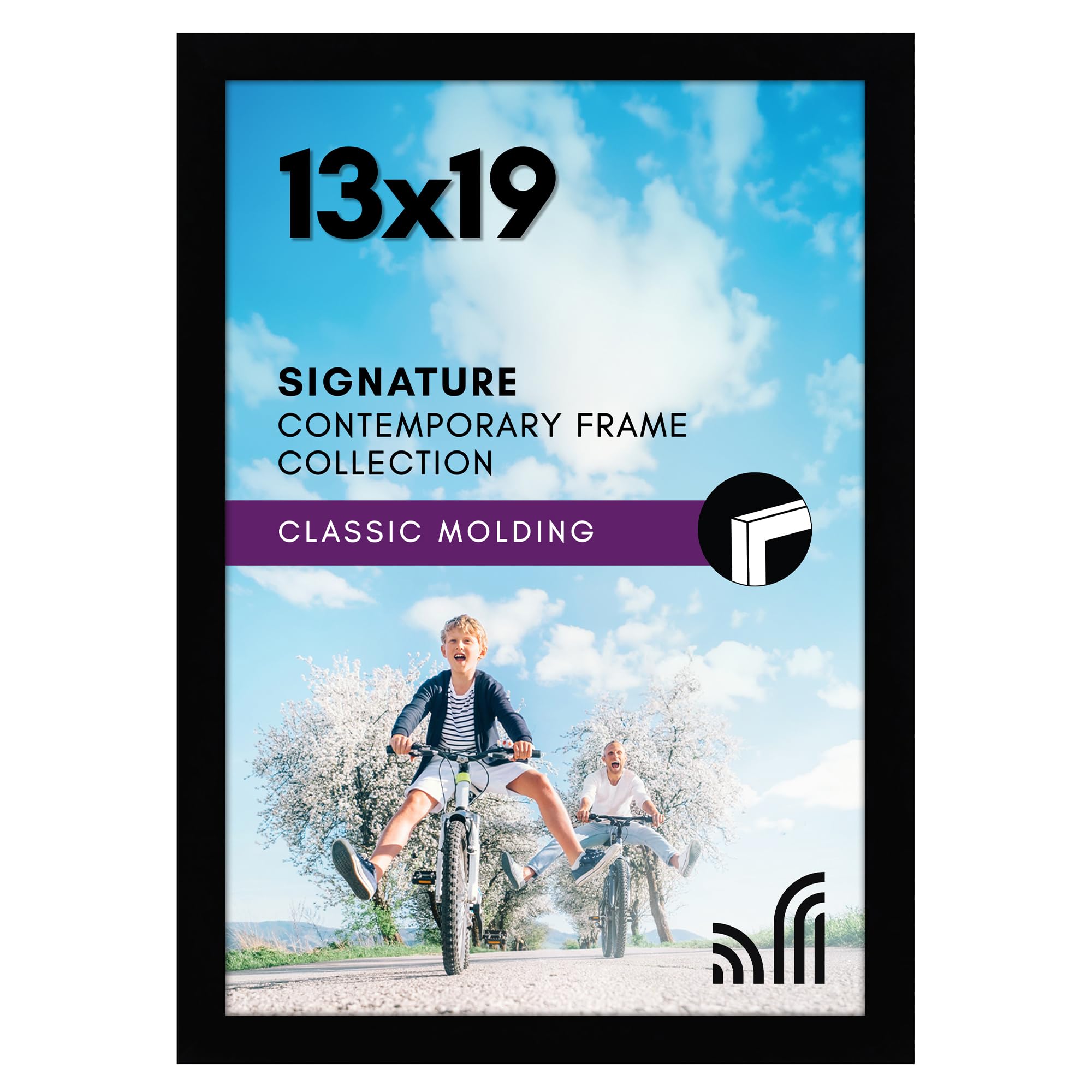 Americanflat 13x19 Picture Frame with Shatter-Resistant Glass - Signature Collection - Gallery-Style Frames Made of Engineered Wood - Photo Frame for Wall Display - Black