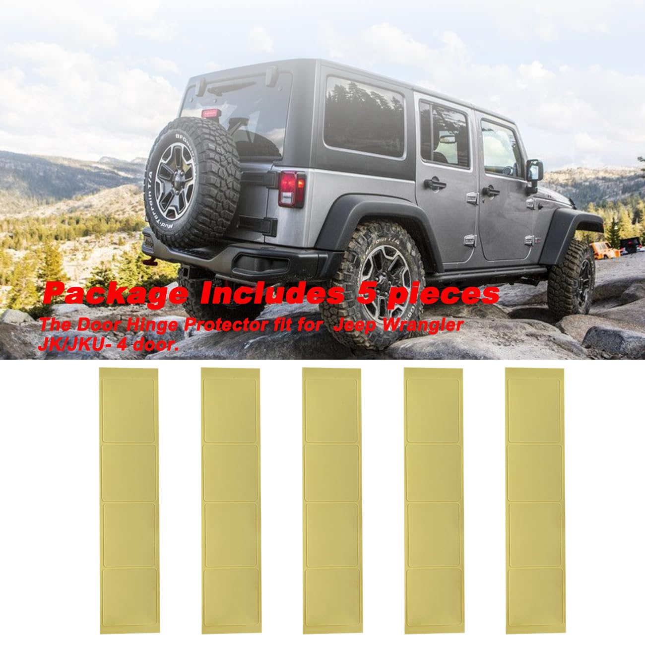 Door Hinge Protector for Jeep Wrangler,Door Hinge Protection Kit Door Hinge Covers Compatible with Jeep Wrangler JK/JKU-4Door(5Pcs) 2007-2017