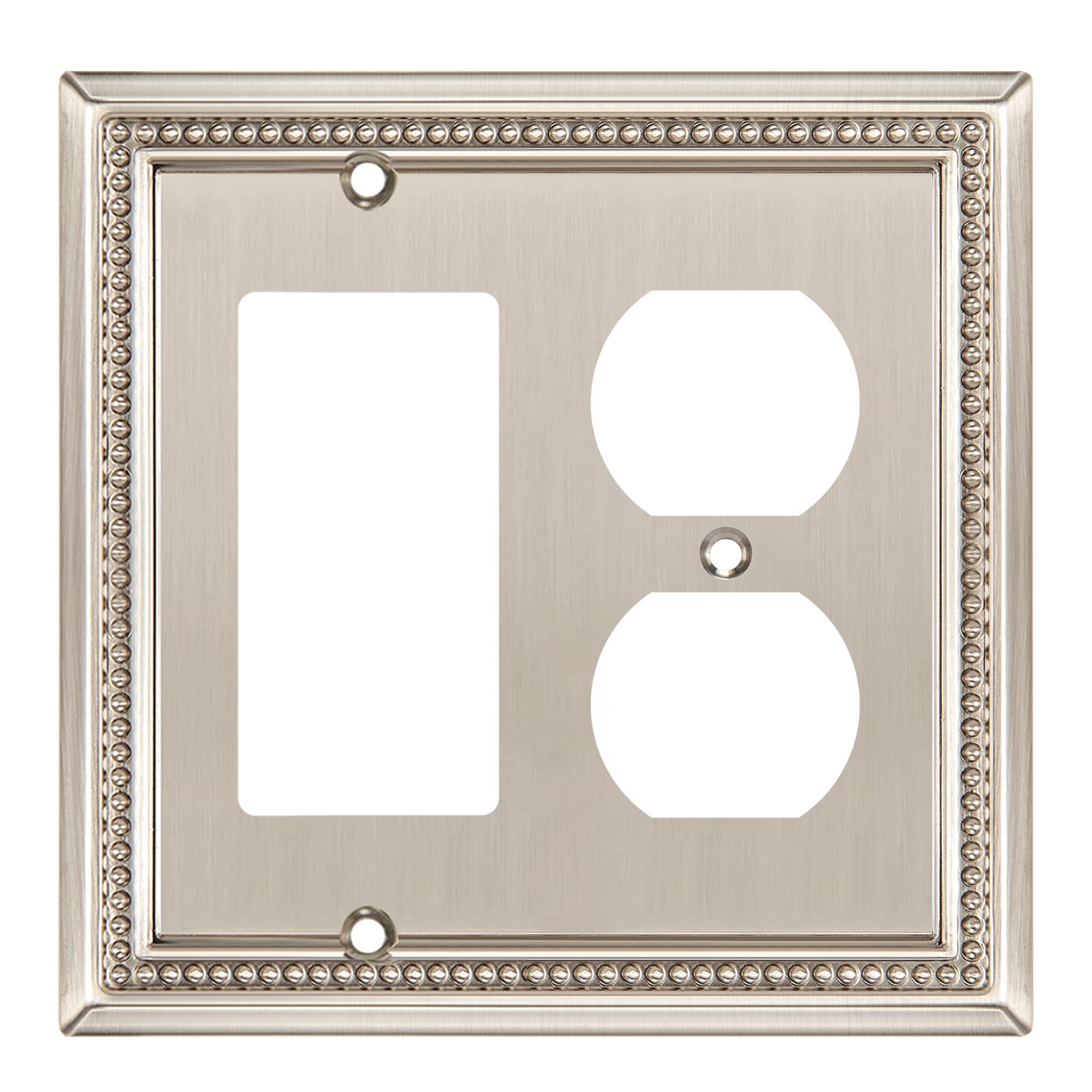 Henne Bery Sunken Pearls Heavy Duty Decorative Wall Plate Switch Plate Outlet Cover (Decorator/Duplex, Satin Nickel)