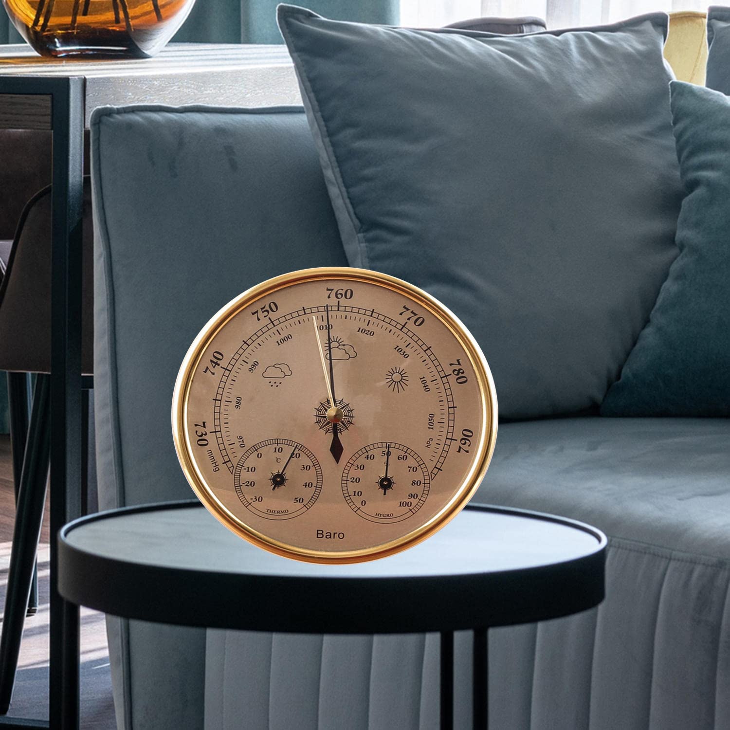 RUNLAIKEJI Stazione Meteo 3 In 1 Da Parete, Senza Bisogno Di Batterie, Barometri Per La Casa, Barometro, Termometro E Igrometro, Misurazione Dell'umidità E Della Temperatura Interna Ed Esterna