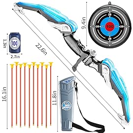 TEMI Kids Bow and Arrow Set - LED Light Up Archery Toy Set with 10 Suction Cup Arrows, 4 Target & Quiver, Indoor and Outdoor Toys Archery Boys Toys Gifts for 3-12 Years Old Boys Girls