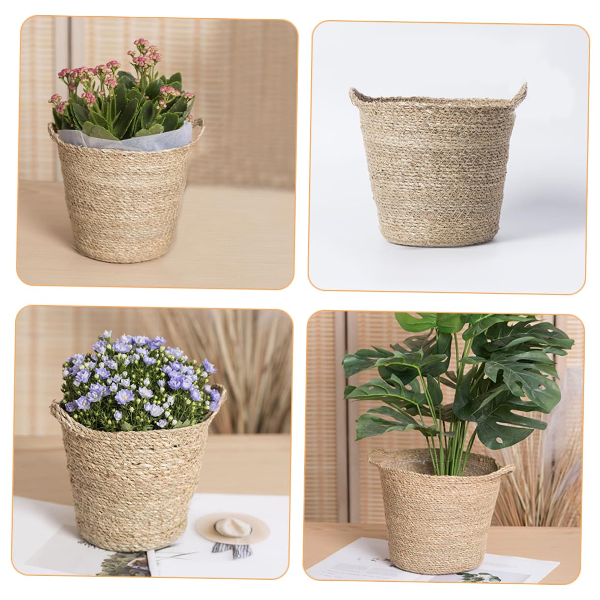 BESPORTBLE 3stücke Geflochtener Blumentopf Handgefertigter Runder Pflanzkorb Für Innenräume Vielseitig Einsetzbar Als Aufbewahrungskorb Oder Pflanzgefäß Aus Robustem Material Für