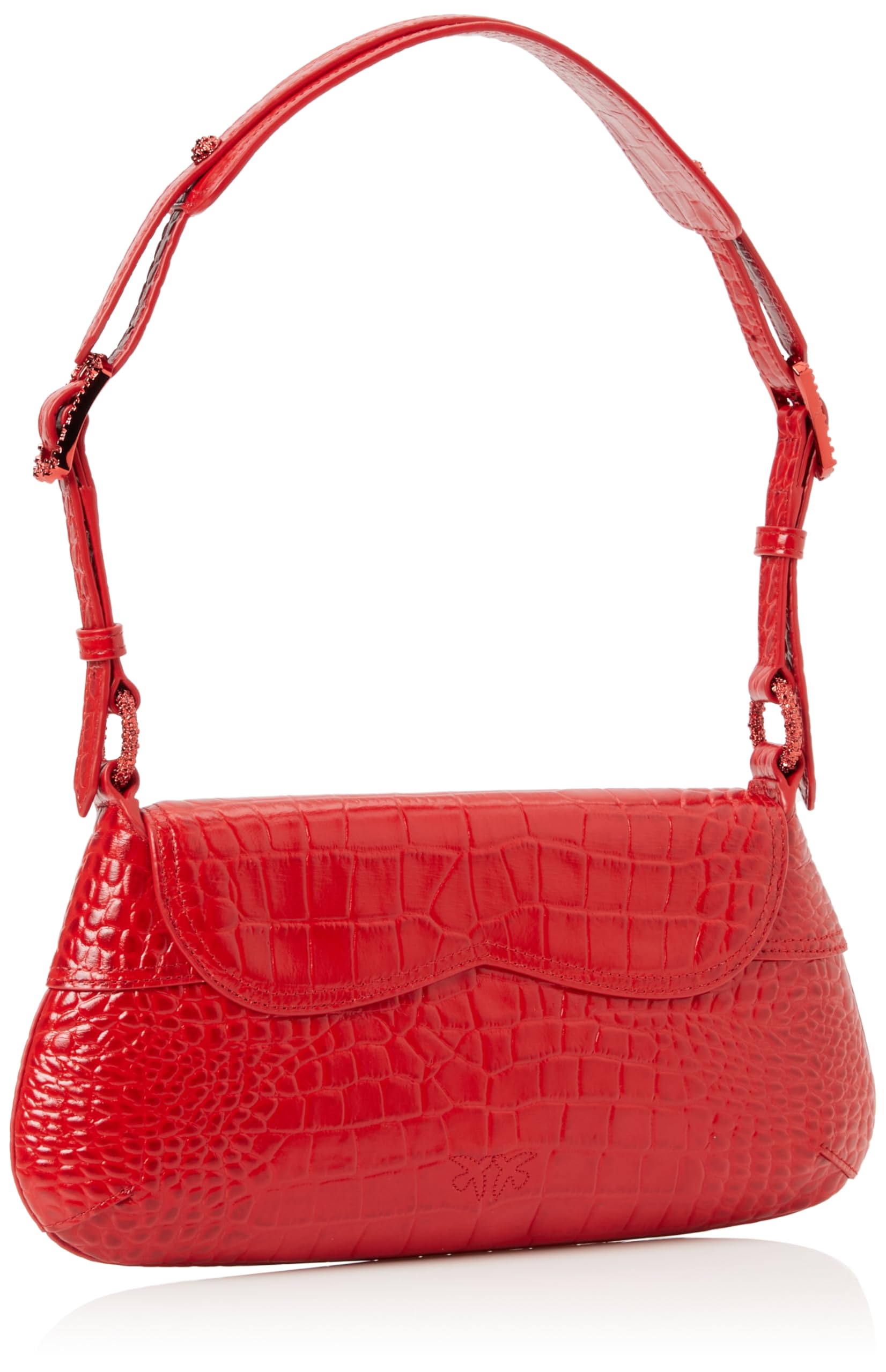 Pinko 520 Shoulder Classic Cuero St. Coco Brillante, Bolsa para Mujer, R30b_Rojo-Block Color