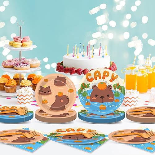 Miniatura 126 de 96 piezas de suministros de fiesta de cumpleaños florales de cumpleaños, platos de papel, servilletas, flores de oro rosa, decoraciones de fiesta