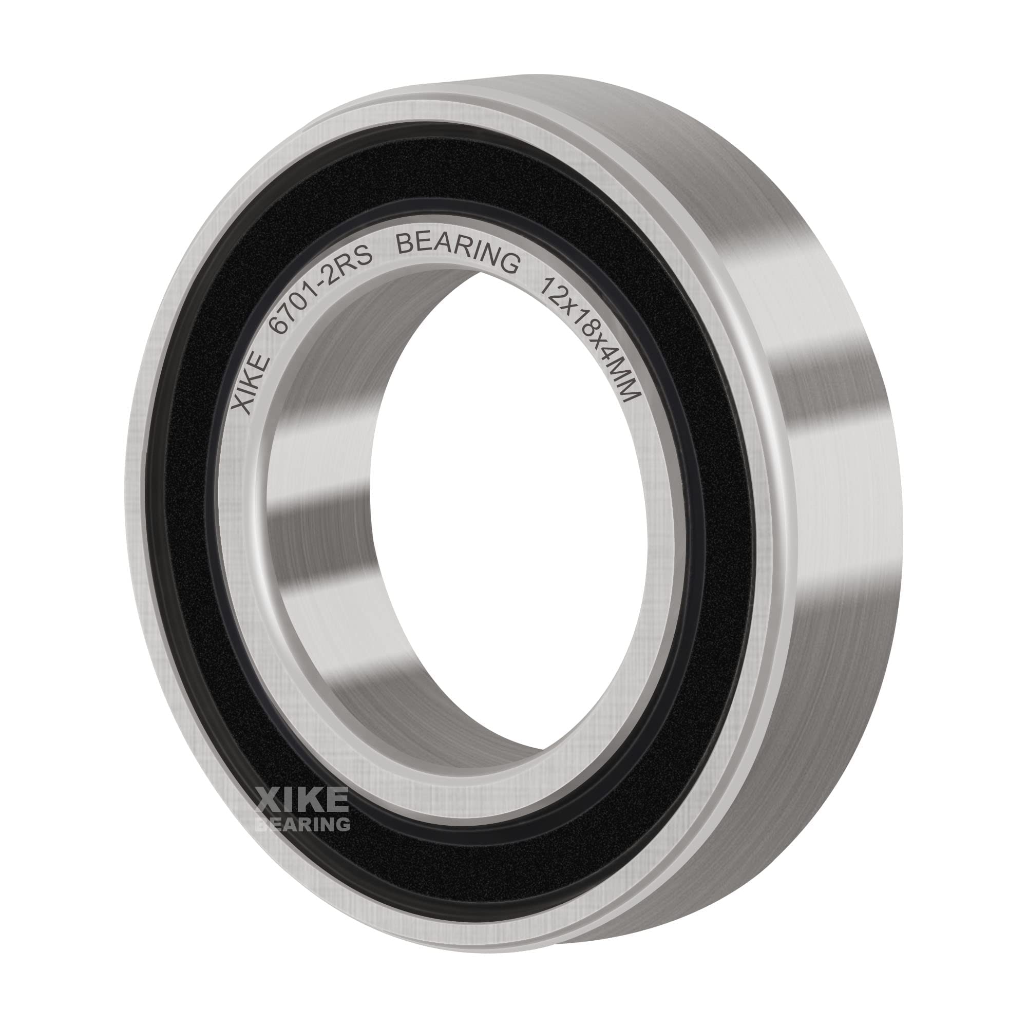 XiKe 4 sztuka 6701-2RS łożysko kulkowe 12x18x4mm, wustronne uszczelnienie gumowe i stal chromowa, 6701RS uszczelnione łożysko kulkowe zwykłe