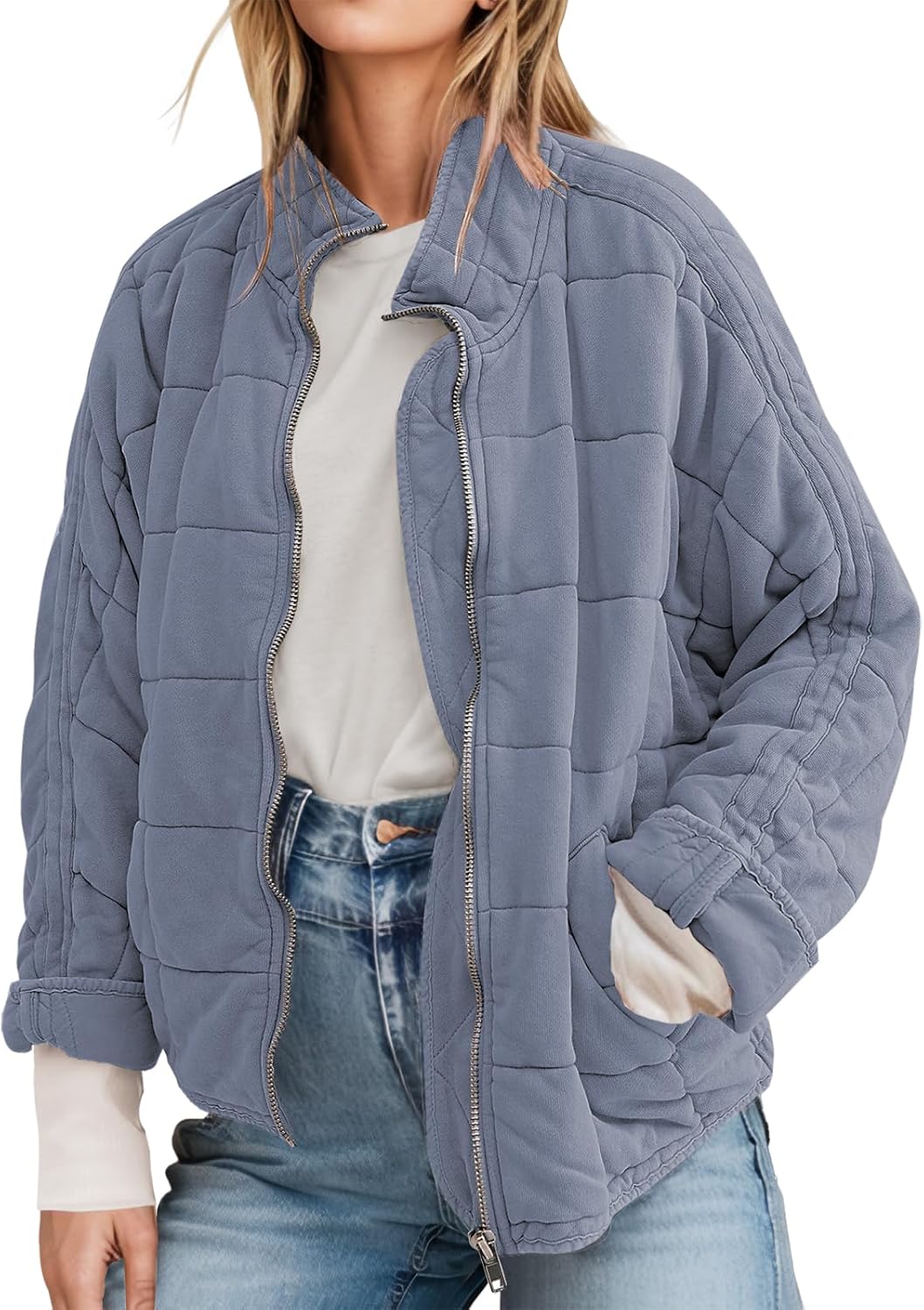 ETCYY Women’s Causal Lightweight Quilted Jackets Long Sleeve Oversized Warm Winter Zip Up Coat with Pockets ETCYY Women’s Causal Lightweight Quilted Jackets Long Sleeve Oversized Warm Winter Zip Up Coat with Pockets
