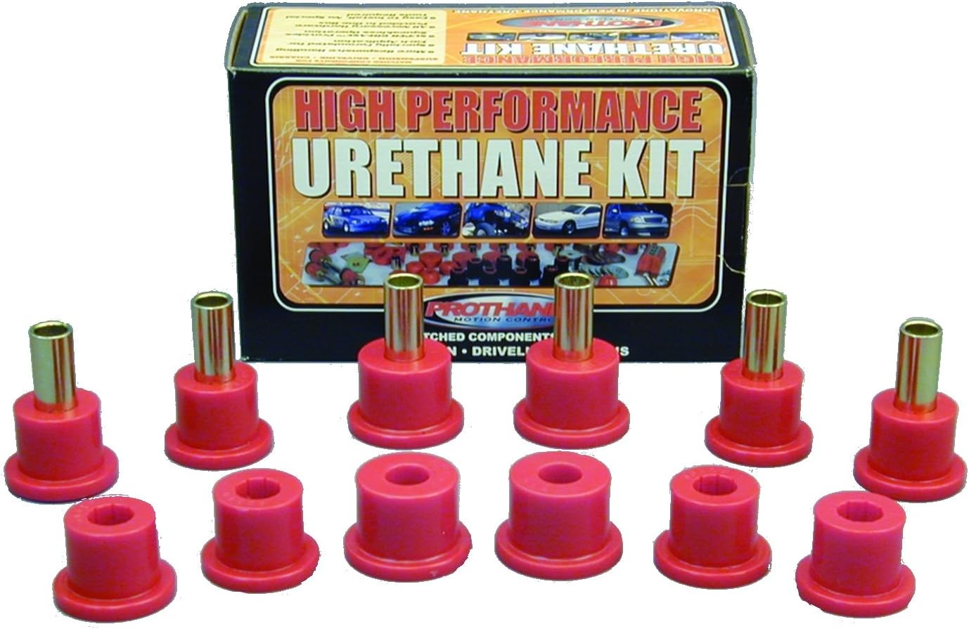 Prothane 7-1003 Red Rear Spring Eye and Shackle Bushing Kit