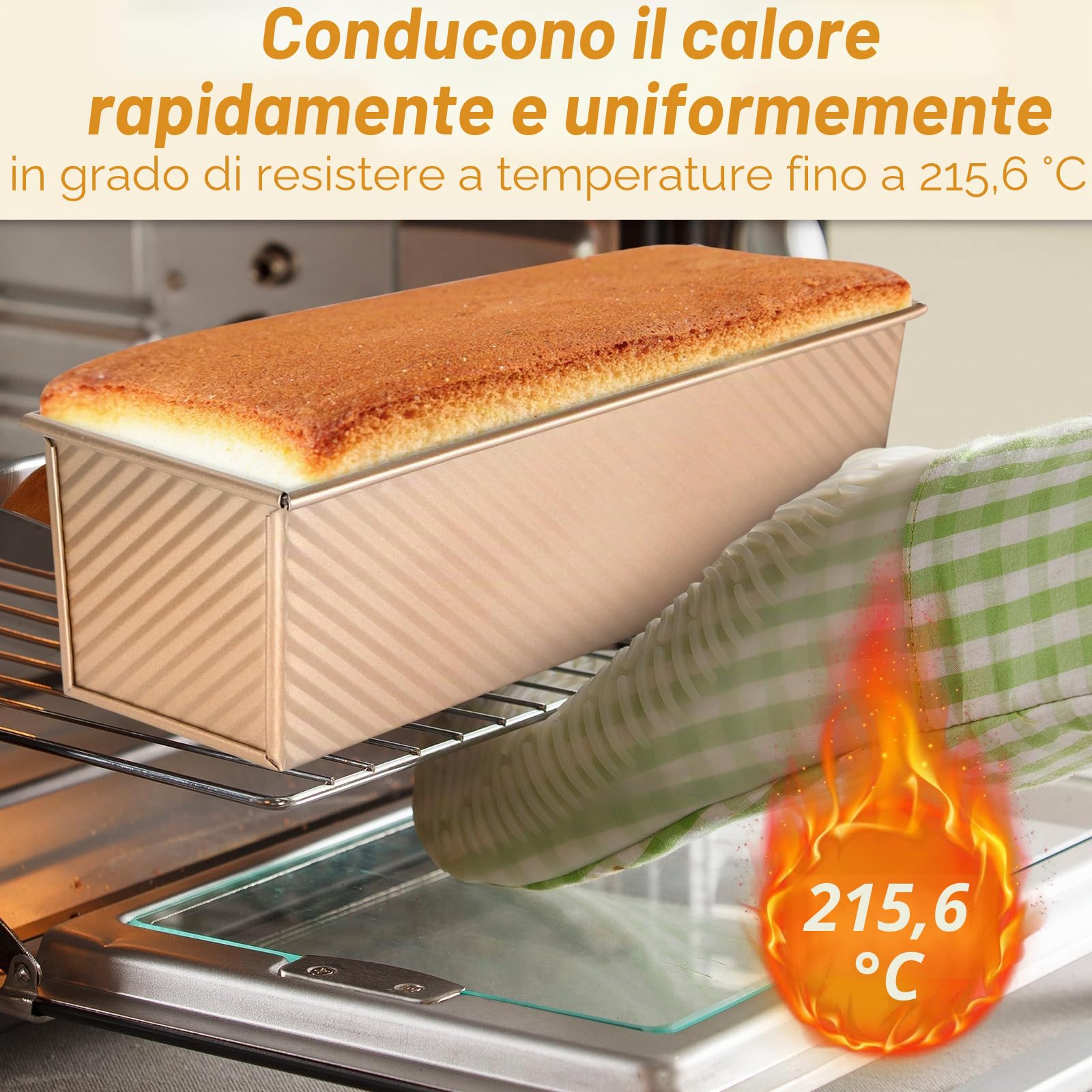 Stampo per Pane in Acciaio al Carbonio - Stampo per Toast con Coperchio Scorrevole Antiaderente - Teglia per Pane con Fori Ventilati - Ideale per Cuocere al Forno e Grigliare Capacità 1000g