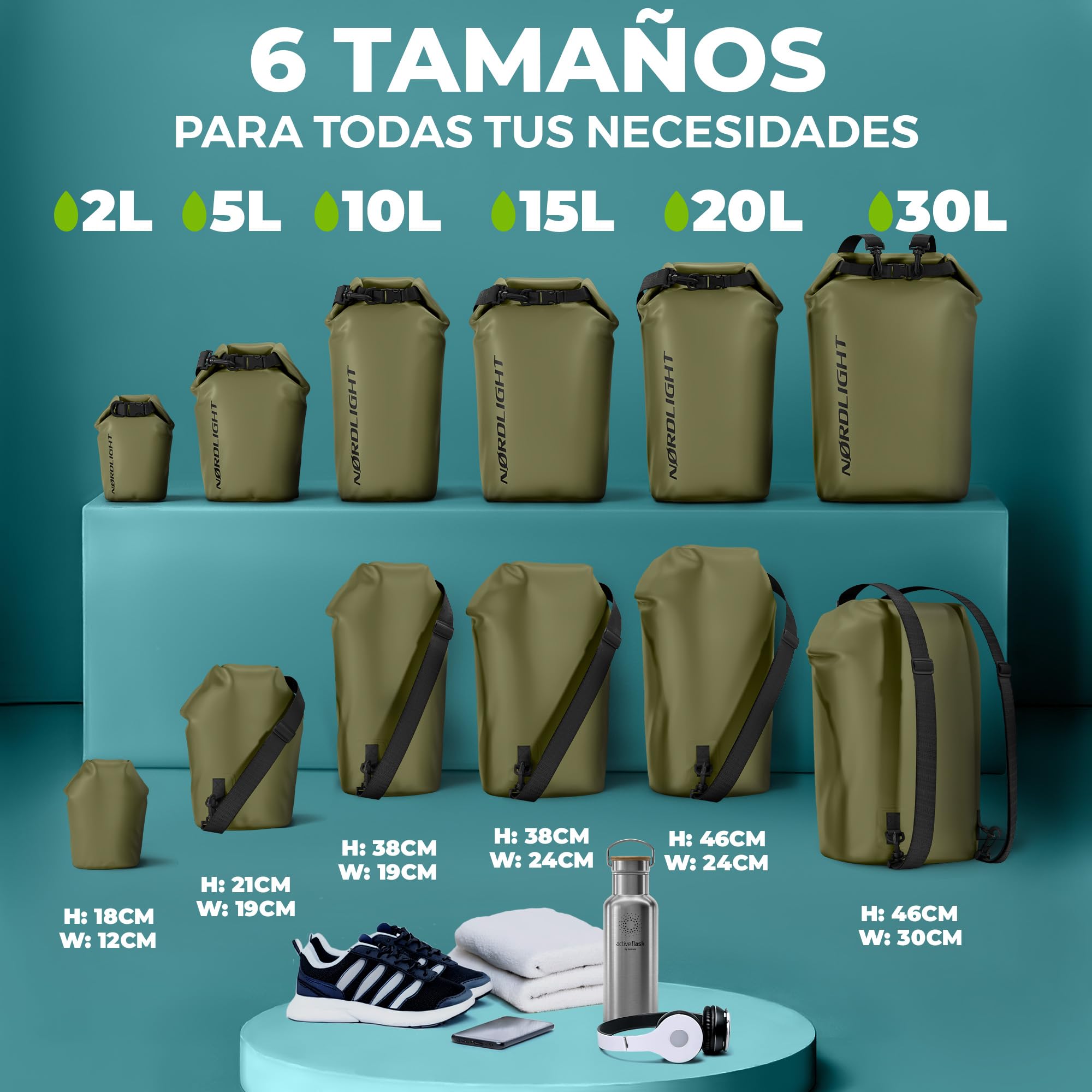 Nordlight Mochila Impermeable Roll Top 25L - Hybrid 25" | Bolsa Seca Con Compartimento Para Portátil De 15 Pulgadas, Bolsillos Exteriores E Interiores, Sistema De Transporte Acolchado — view 3