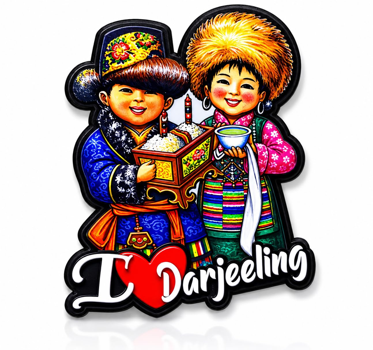 I Love Darjeeling Fridge Magnet, Decorative Souvenir, Traditional Costume Theme, 5 cm x 8 cm, 20 gm-image-35