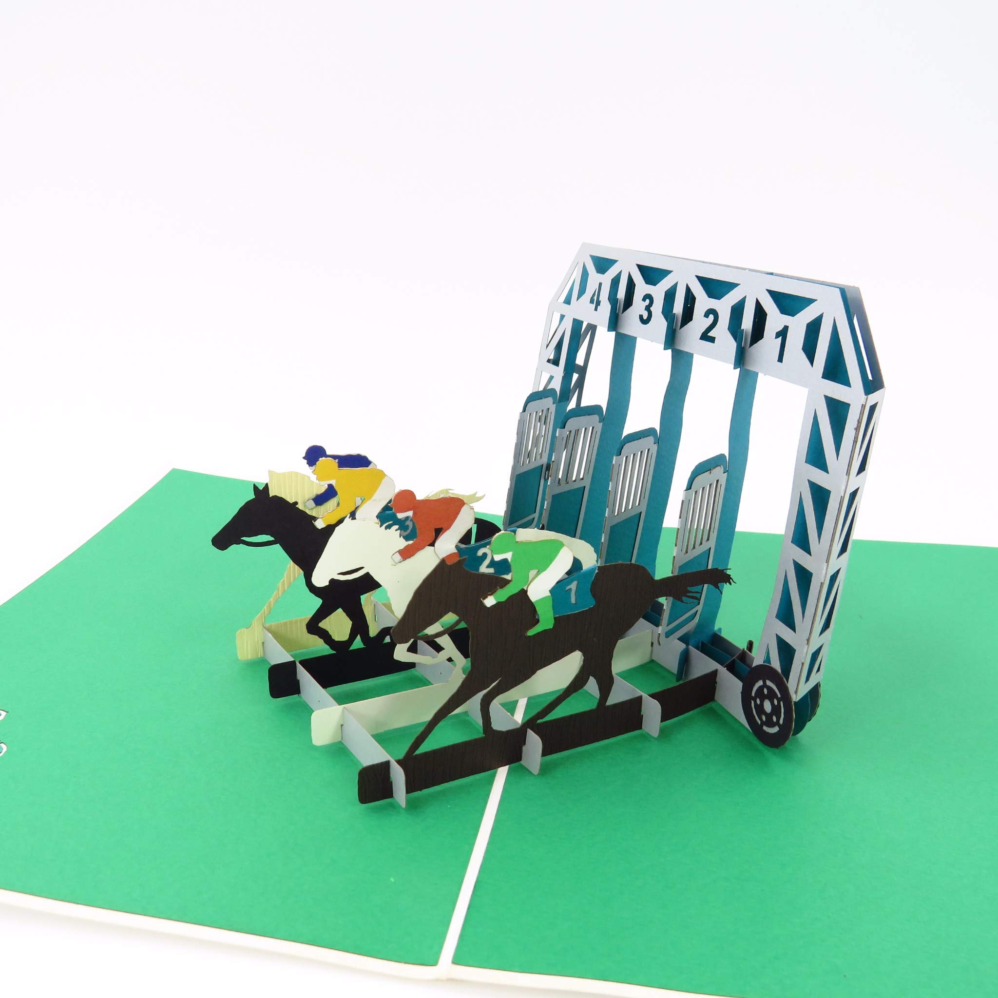 Pop Card Express Horses 3D Up Greeting - Horse Racing, Pony, Champion, Father's Day, Congratulations, Happy Birthday, Retirement, Just Because, Graduation, Celebrations, All Occasion |