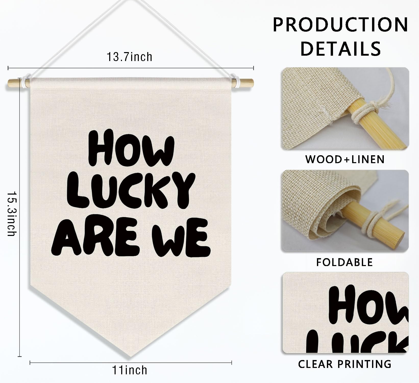 DSHFG How Lucky Are We Banner Wall Hanging,Dorm Decor for College Girl Boy,Pennant Banner Wall Hanging for Kids Room Nursery Playroom Reading Corner 15x11in