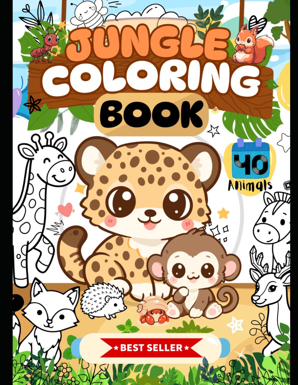 Cute Jungle Animals Coloring Book: Deep Rainforest Wildlife, Exotic Birds, and Detailed Tropical Landscapes for Kids Ages 2-12
