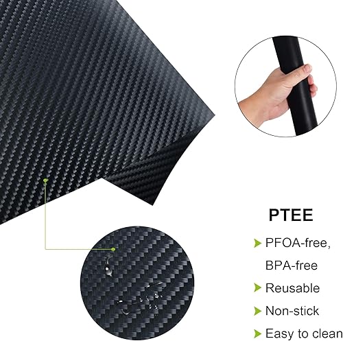 Miniatura 3 de SP101 - Revestimientos para horno de freidora, paquete de 4 alfombrillas negras de 12 x 12 pulgadas, resistentes al calor, antiadherentes