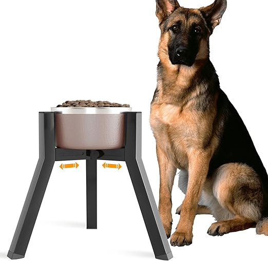 SHAINFUN Raised Dog Bowl Stand for Large Dogs 11" Height Adjustable Width 7-10.6" Single Tall Elevated Dog Bowls Stand, Food & Water Feeder Bowl Holder for Large Breeds (Bowl Not Included)