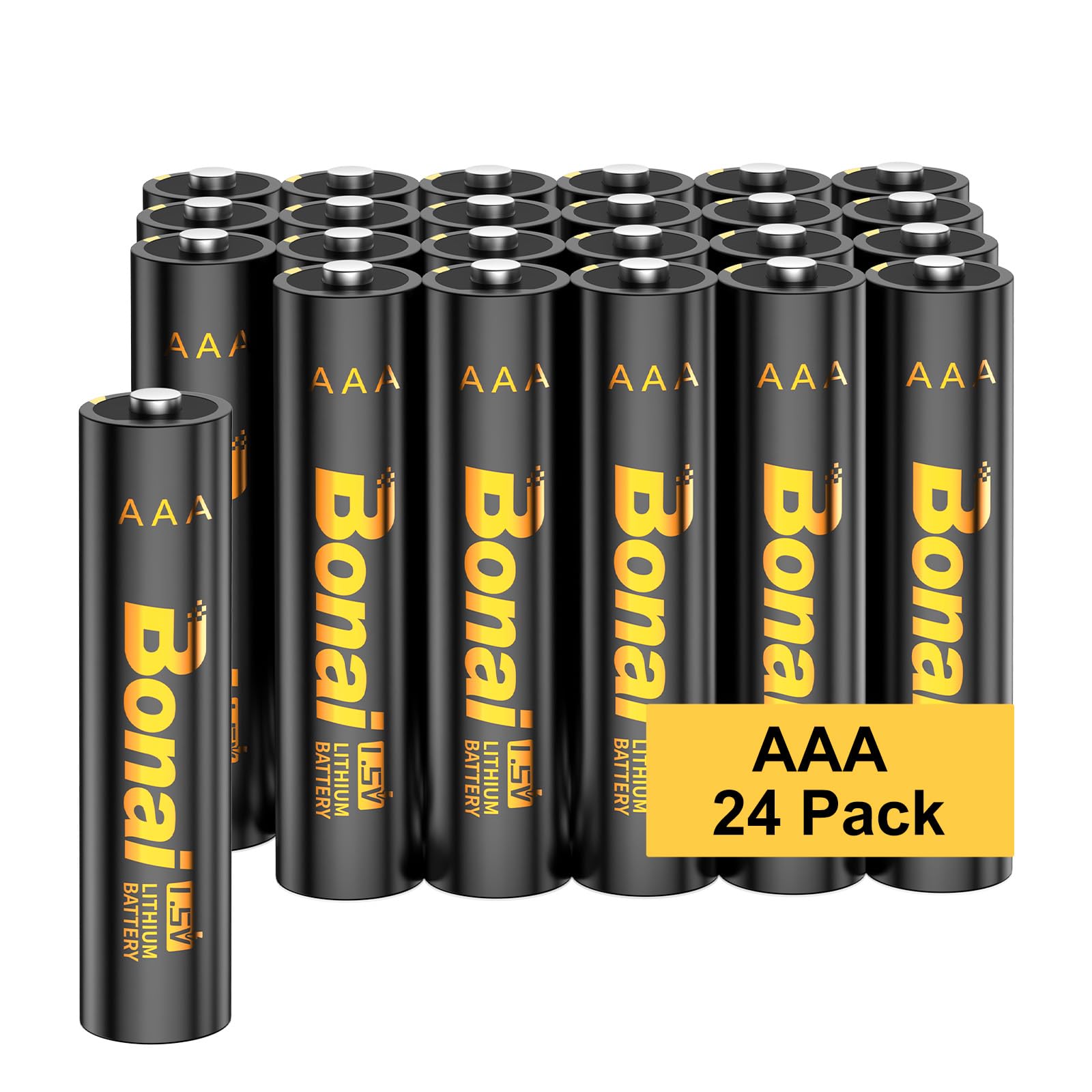 BONAI Lithium AAA Batteries 24 Pack | 1.5V Ultra Long-Lasting, 10-Year Shelf Life, Leak Proof & Operating Range -22 °F to 140°F for Digital Cameras,