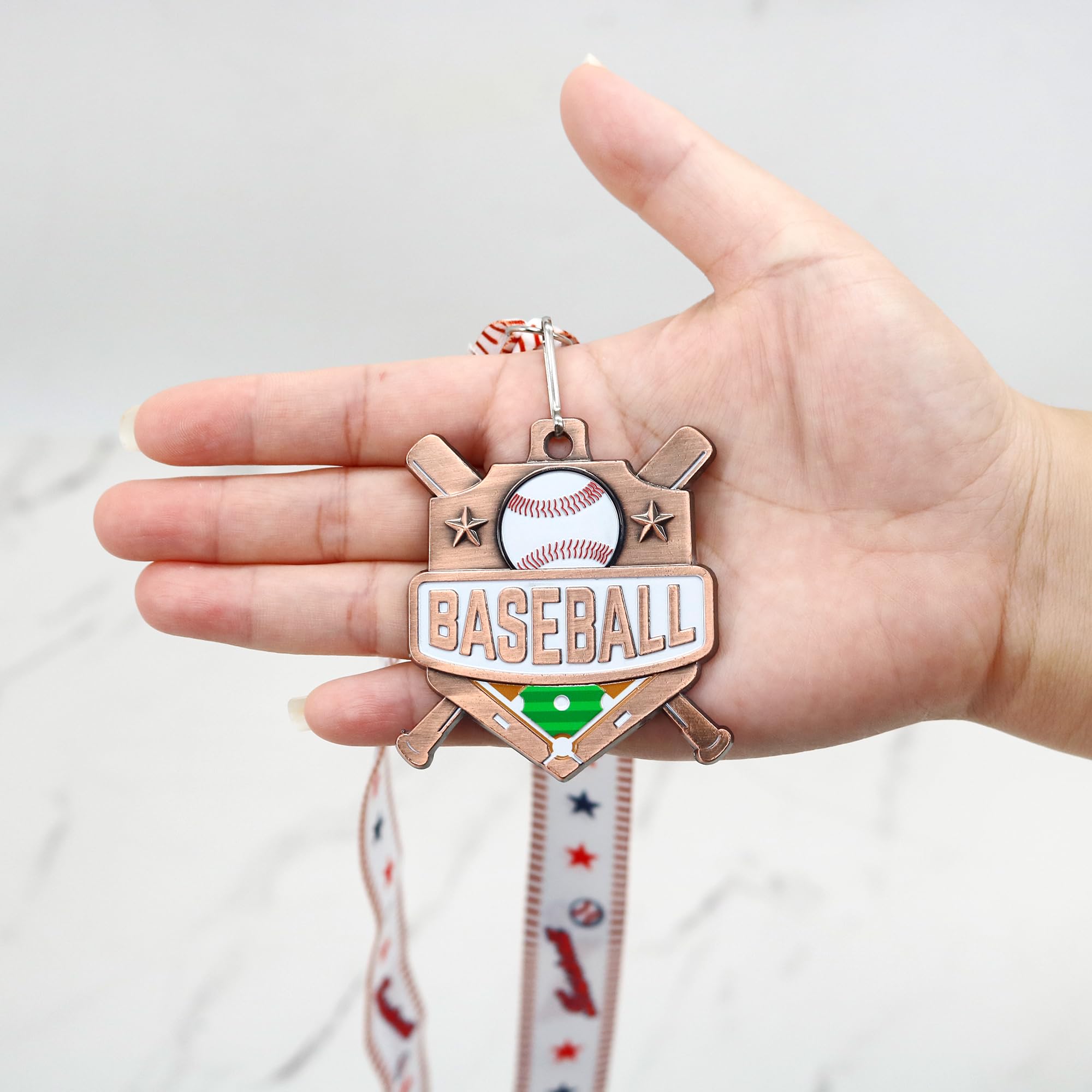 GraduatePro Medaglie per il premio di baseball, 6,3 cm, medaglie sportive con nastri per il collo, premio trofeo per competizioni regalo per feste a tema sportivo, bomboniere, tornei scolastici